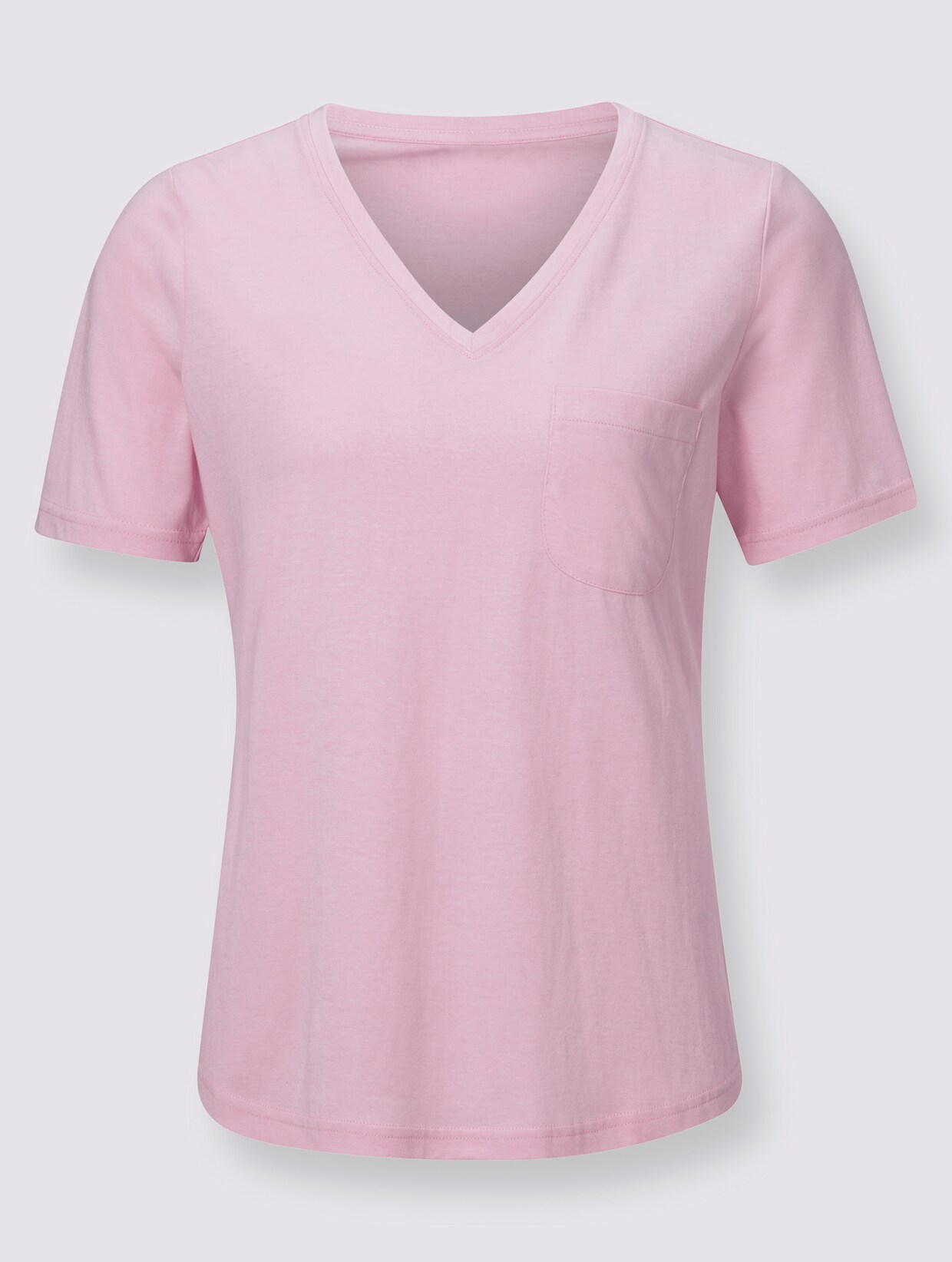 Shirt met v-hals - lichtroze