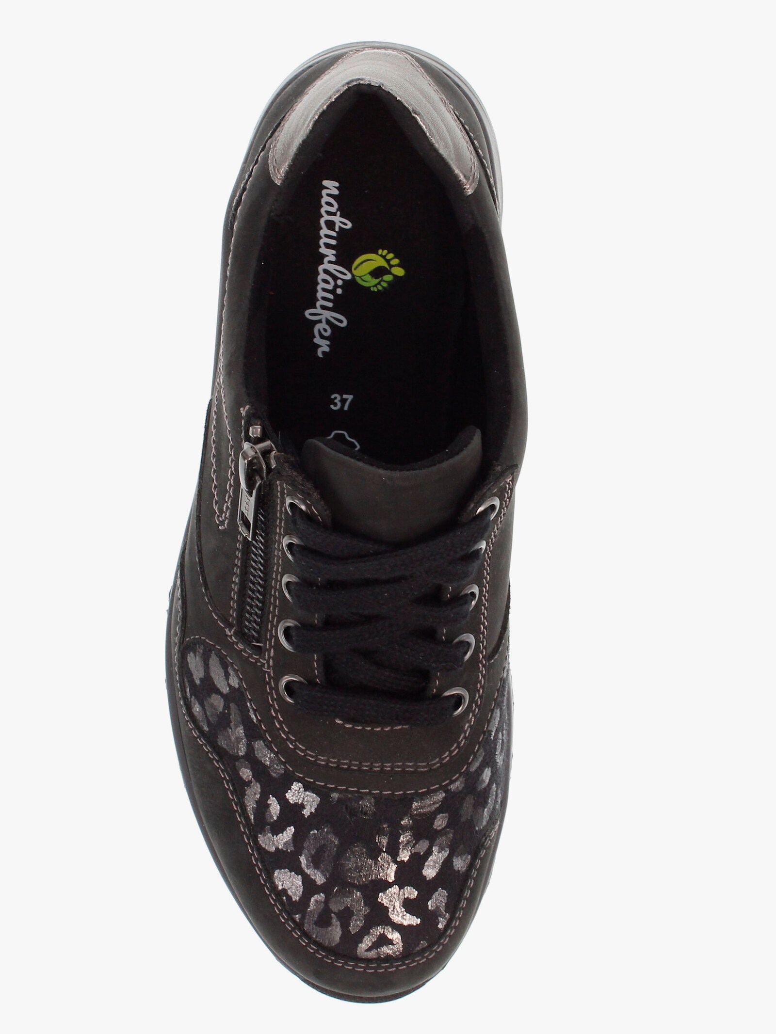 Naturläufer Sneaker mit Stretch-Einsatz, für kräftige Füße - schwarz