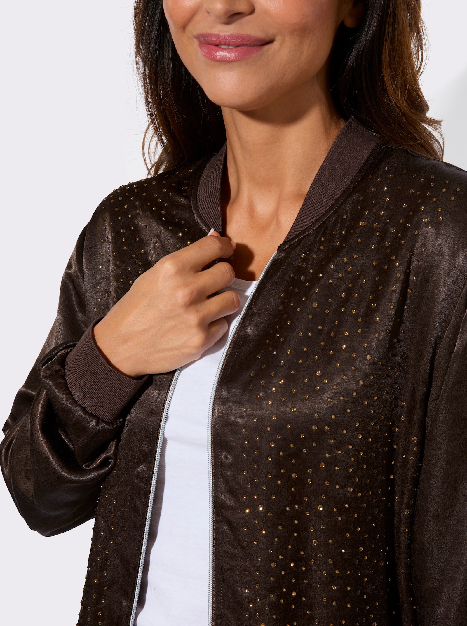 Blusenjacke aus Satin - schoko
