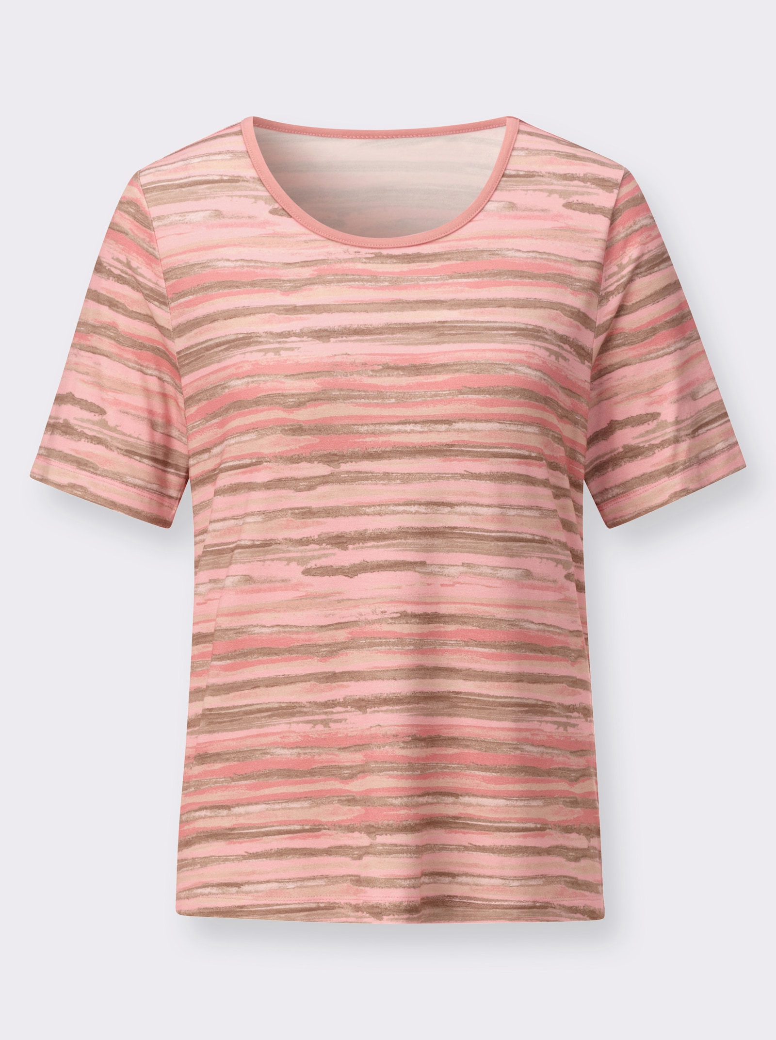 Ringelshirt mit Viskose - rosenquarz-bedruckt