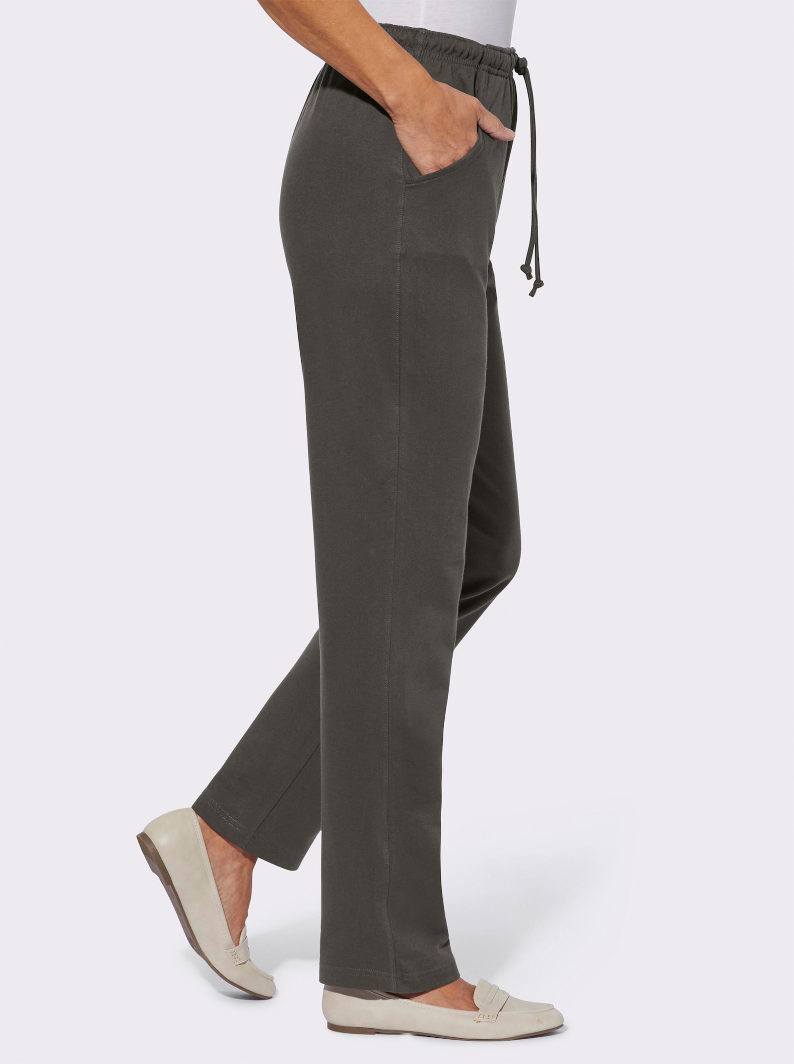 Jerseyhose mit Tunnelzug und Bindeband - graphit
