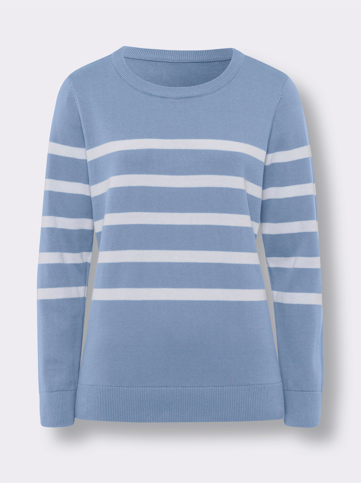 Pullover met ronde hals - bleu/wit