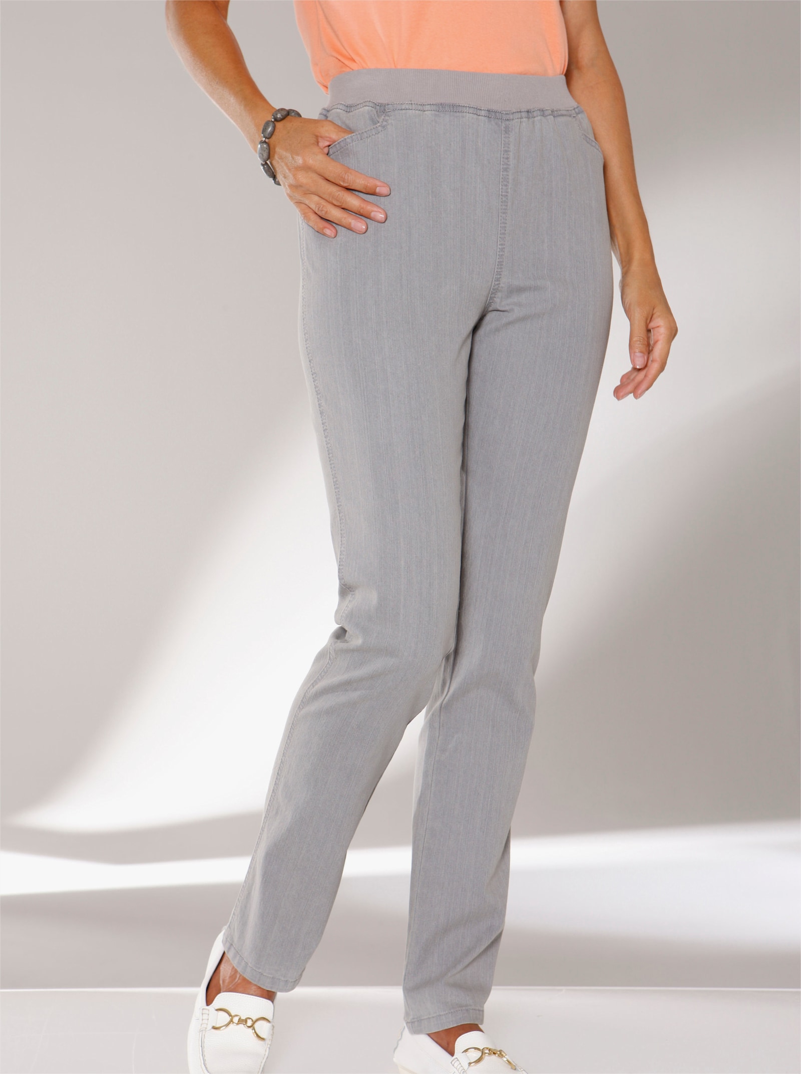 Stretch-Jeans mit Rundum-Dehnbund - grey-denim