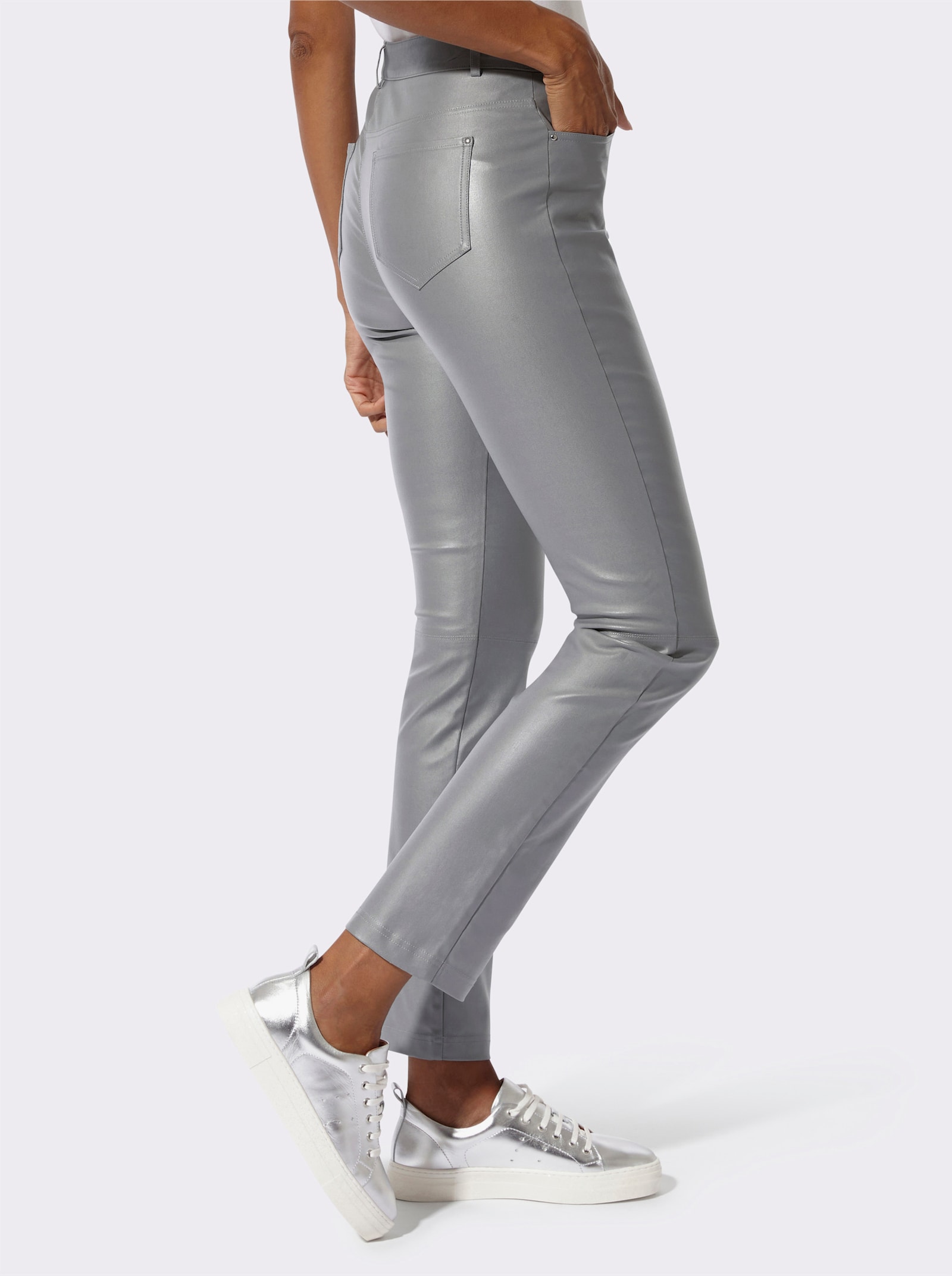 5-Pocket-Hose mit Beschichtung - steingrau