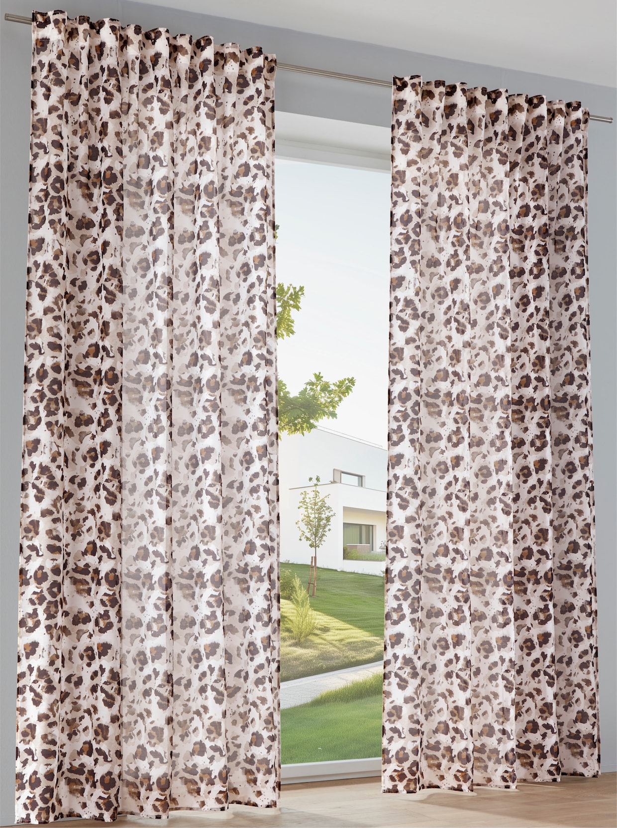 heine home Decoratieve vitrage - offwhite/bruin