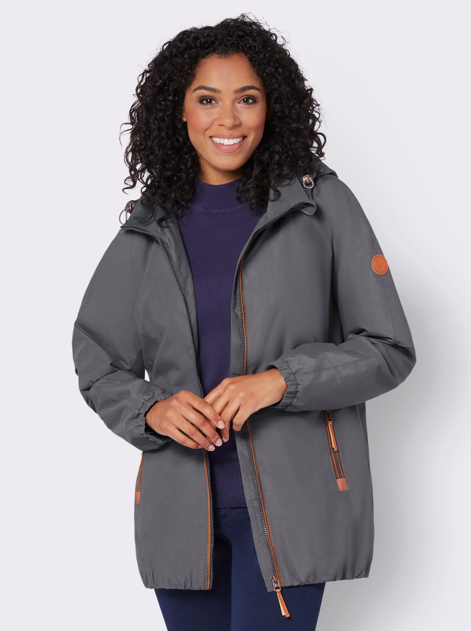 Übergangsjacke in Microfaser-Qualität - anthrazit