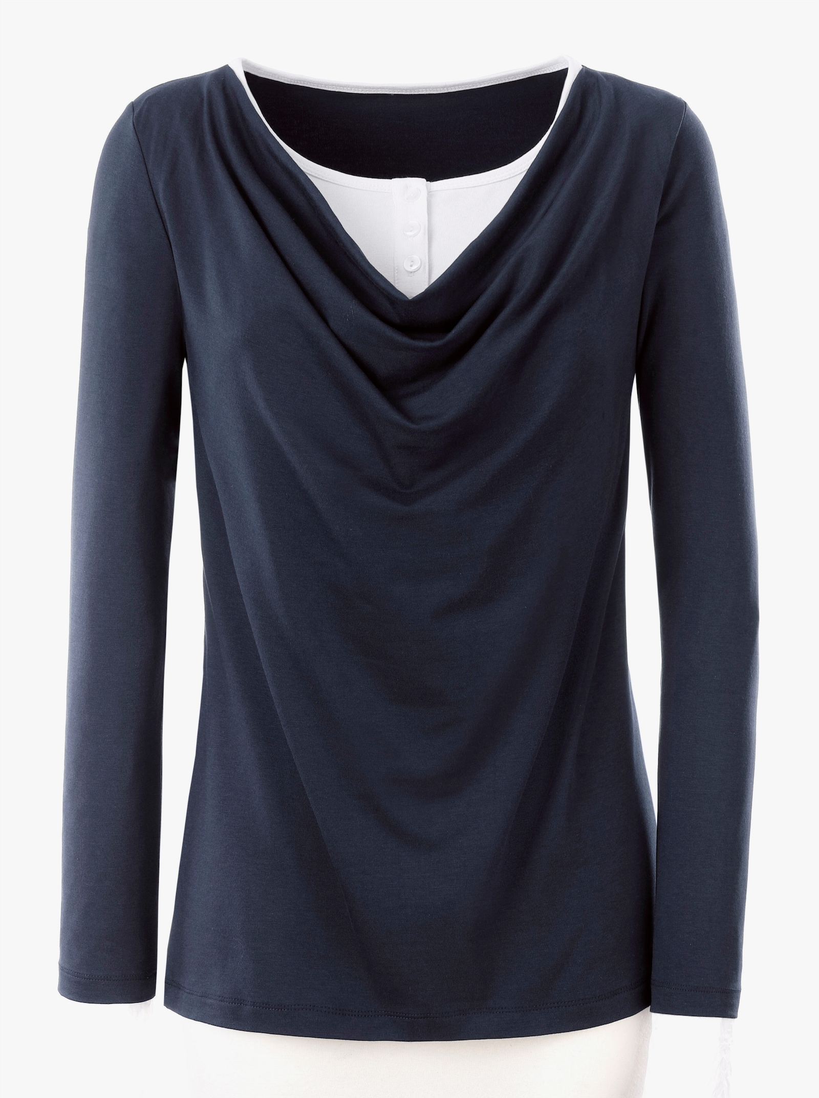 2-in-1-shirt van elastisch materiaal - marine
