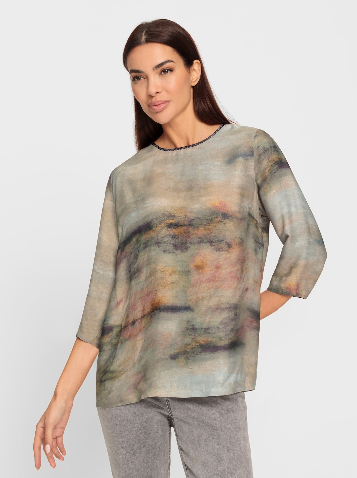 heine Blouse met print - zand/kaki gedessineerd