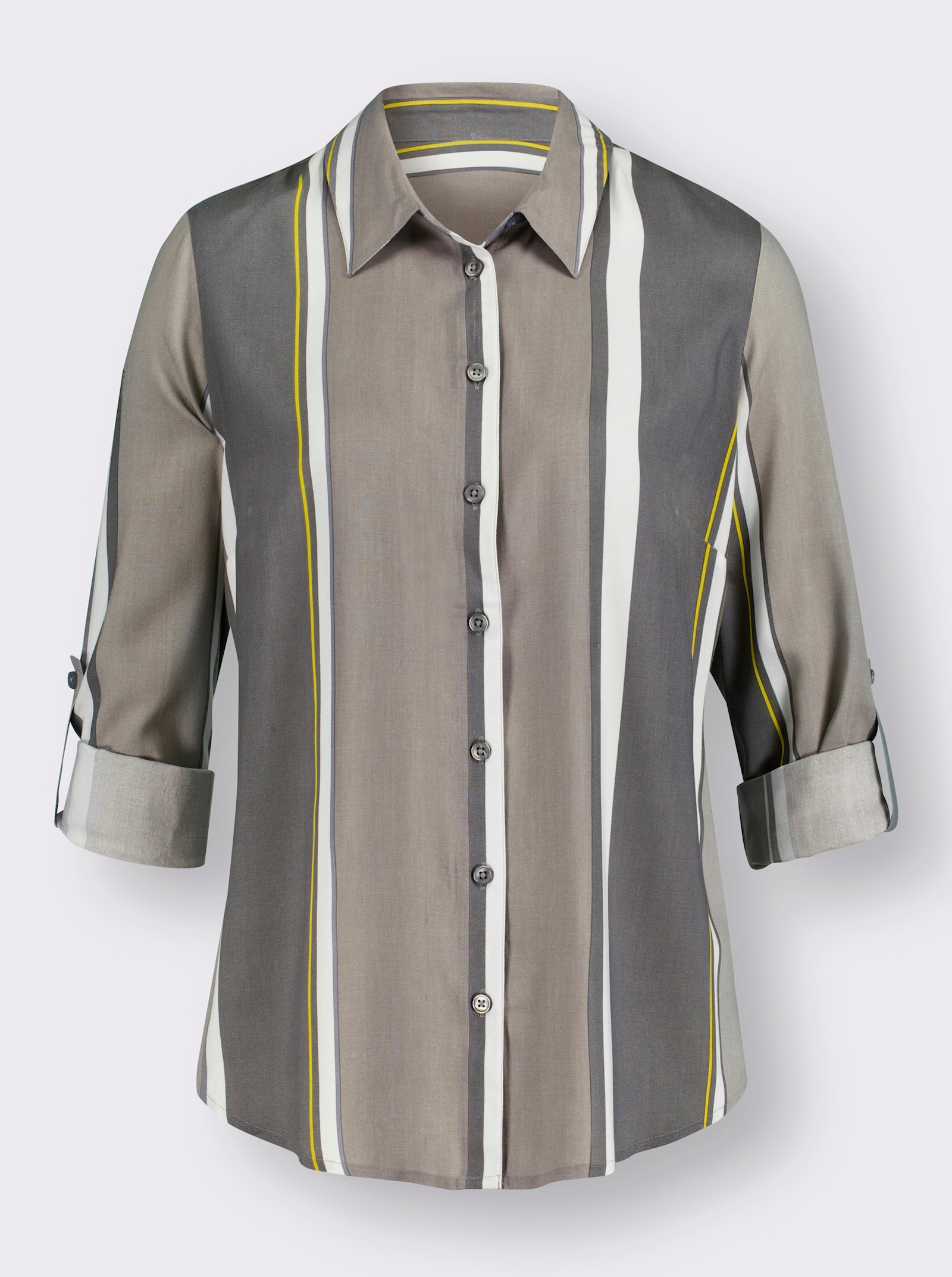 Hemdbluse aus weicher Viskose - steingrau-gestreift
