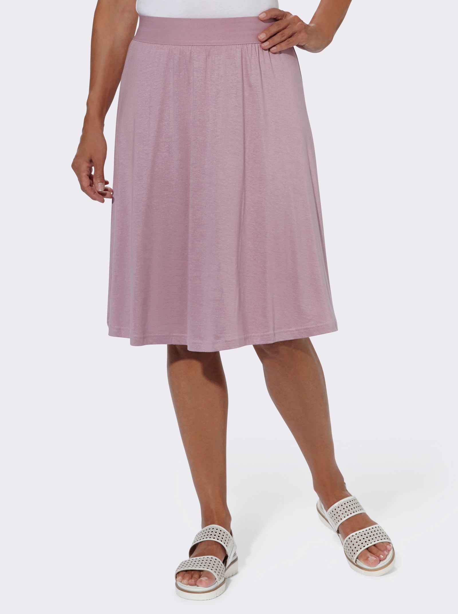 Jerseyrock im Doppelpack - mauve + mauve-weiß-bedruckt