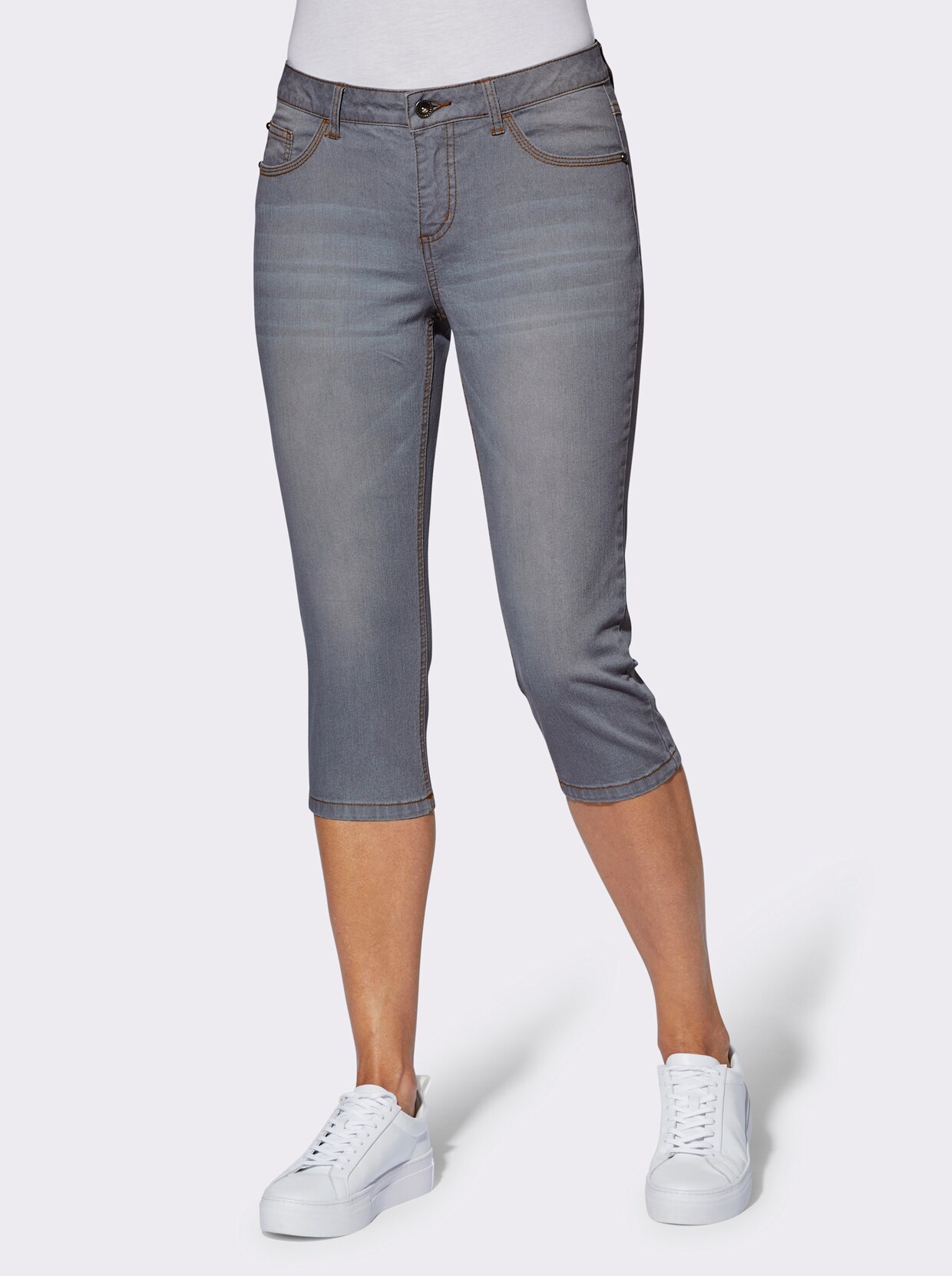 Caprijeans - light grey-denim