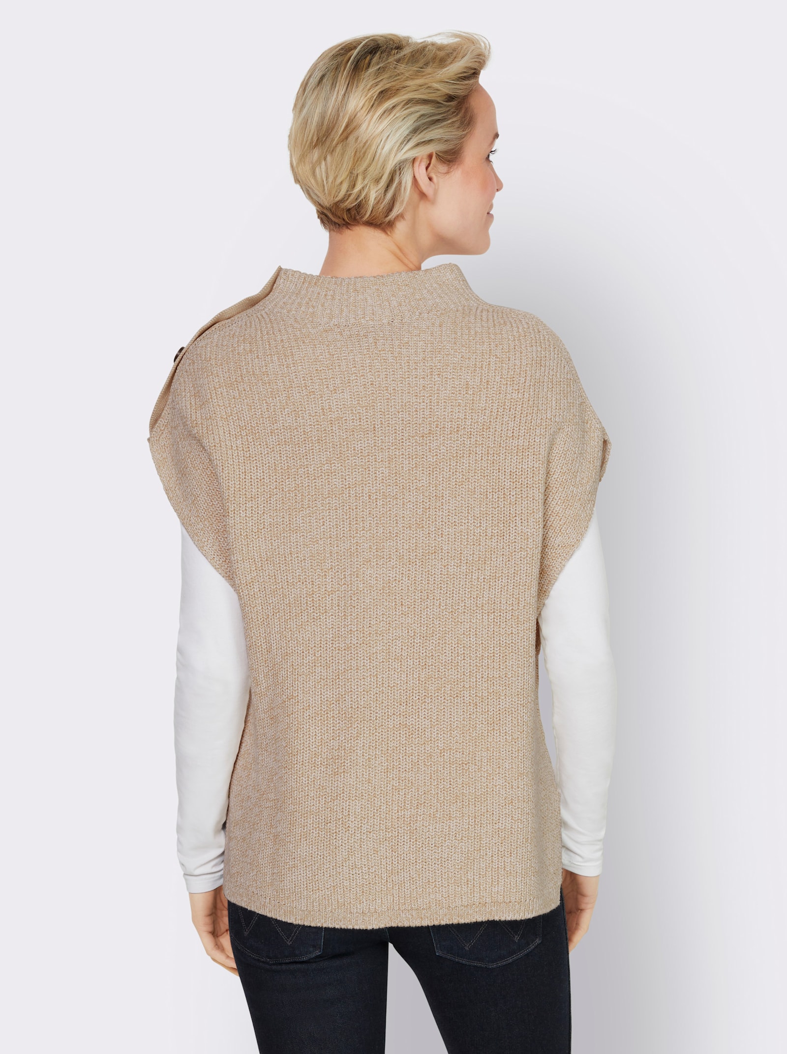 heine Pullunder mit Zierknopfleiste - sand-meliert