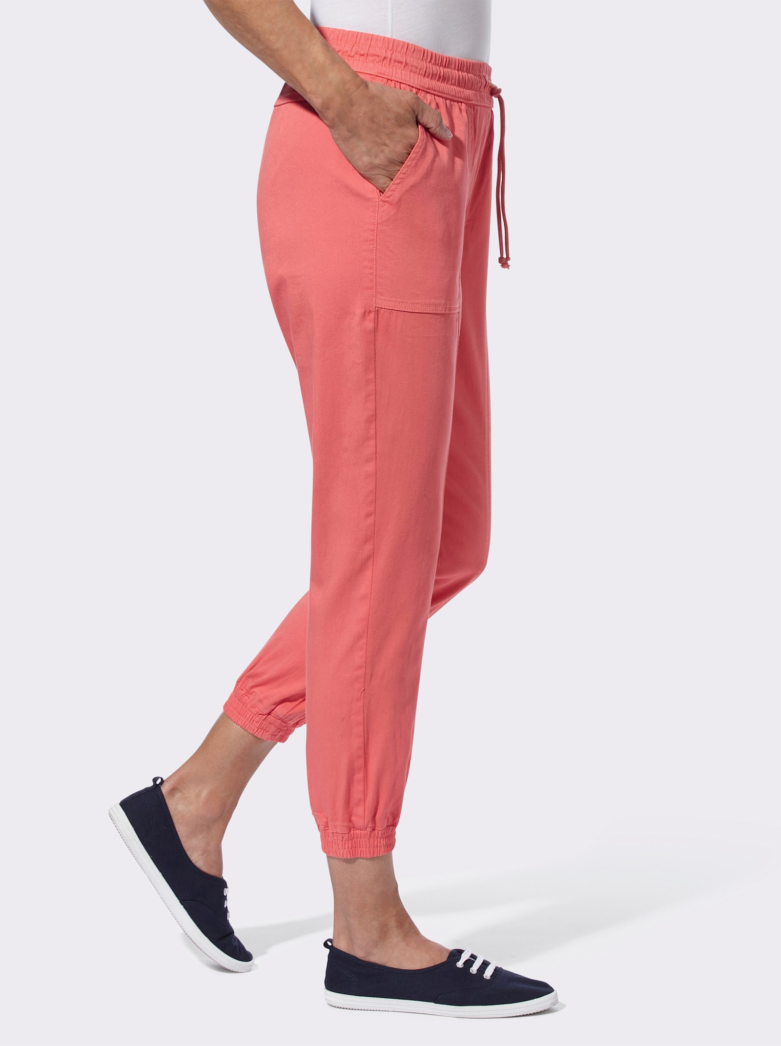 7/8-Jeans mit Gummibündchen am Saum - koralle