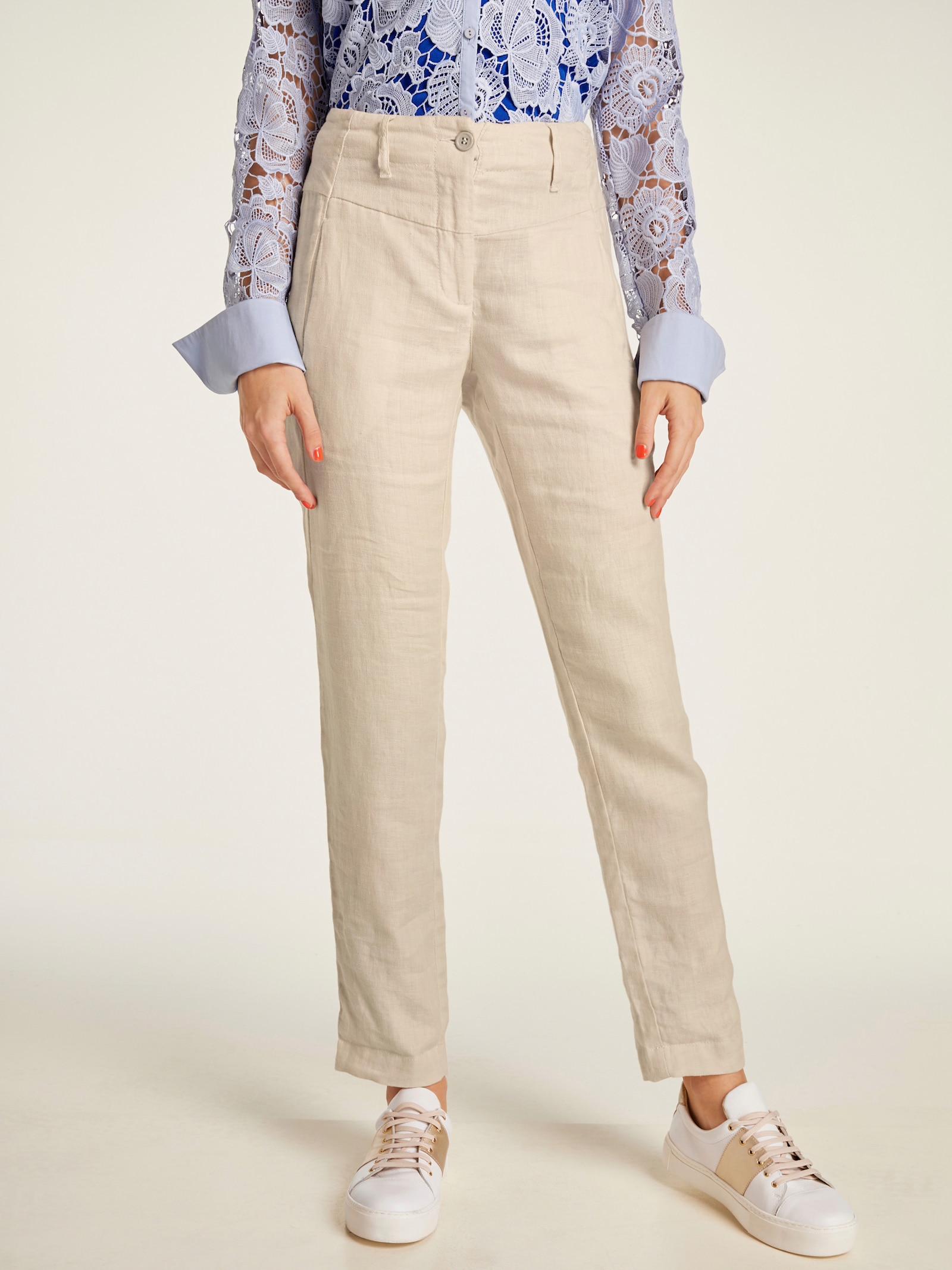 heine Leinenhose mit Längsnähten - beige