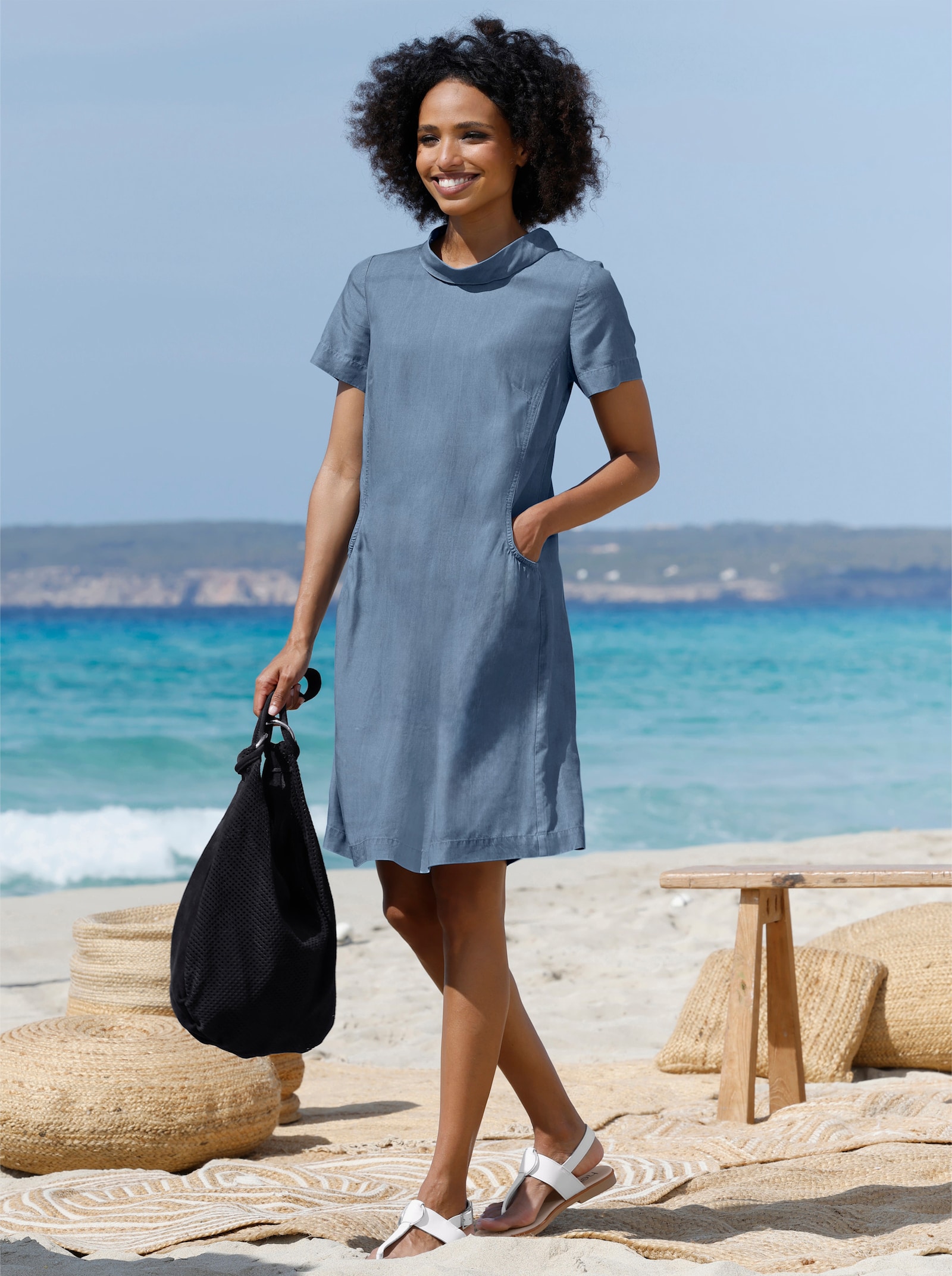 heine Jeanskleid mit Reißverschluss - blue-bleached