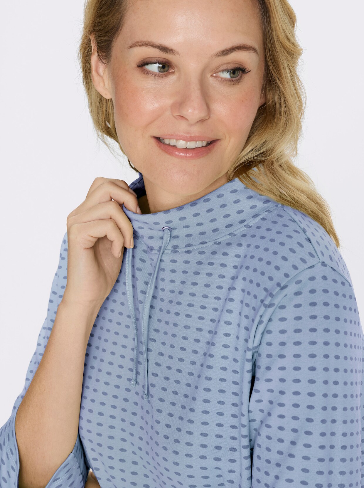 Sweatshirt mit Stehkragen - bleu-jeansblau-bedruckt