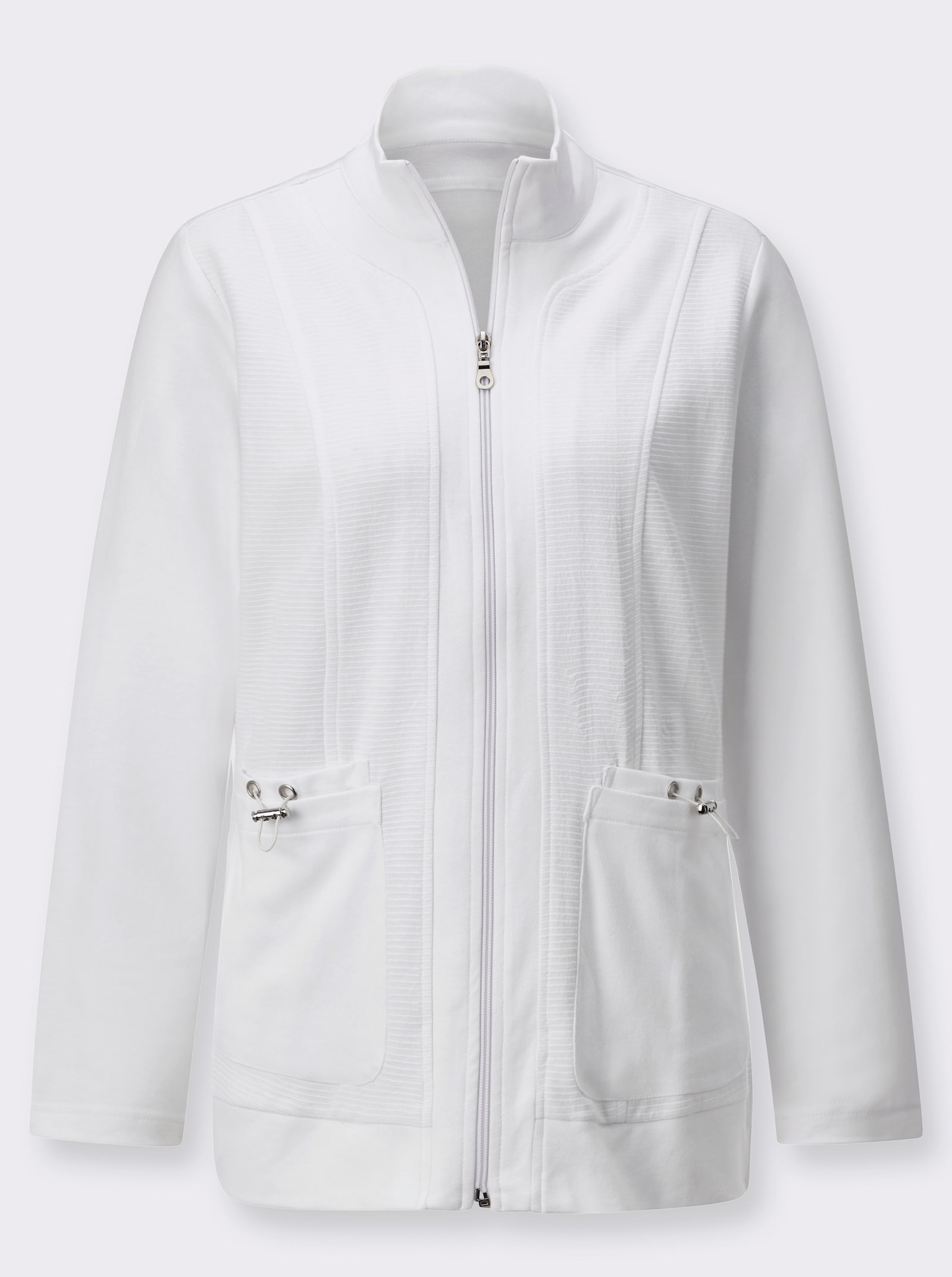 Shirtblazer mit horizontaler Ripp-Struktur - weiß