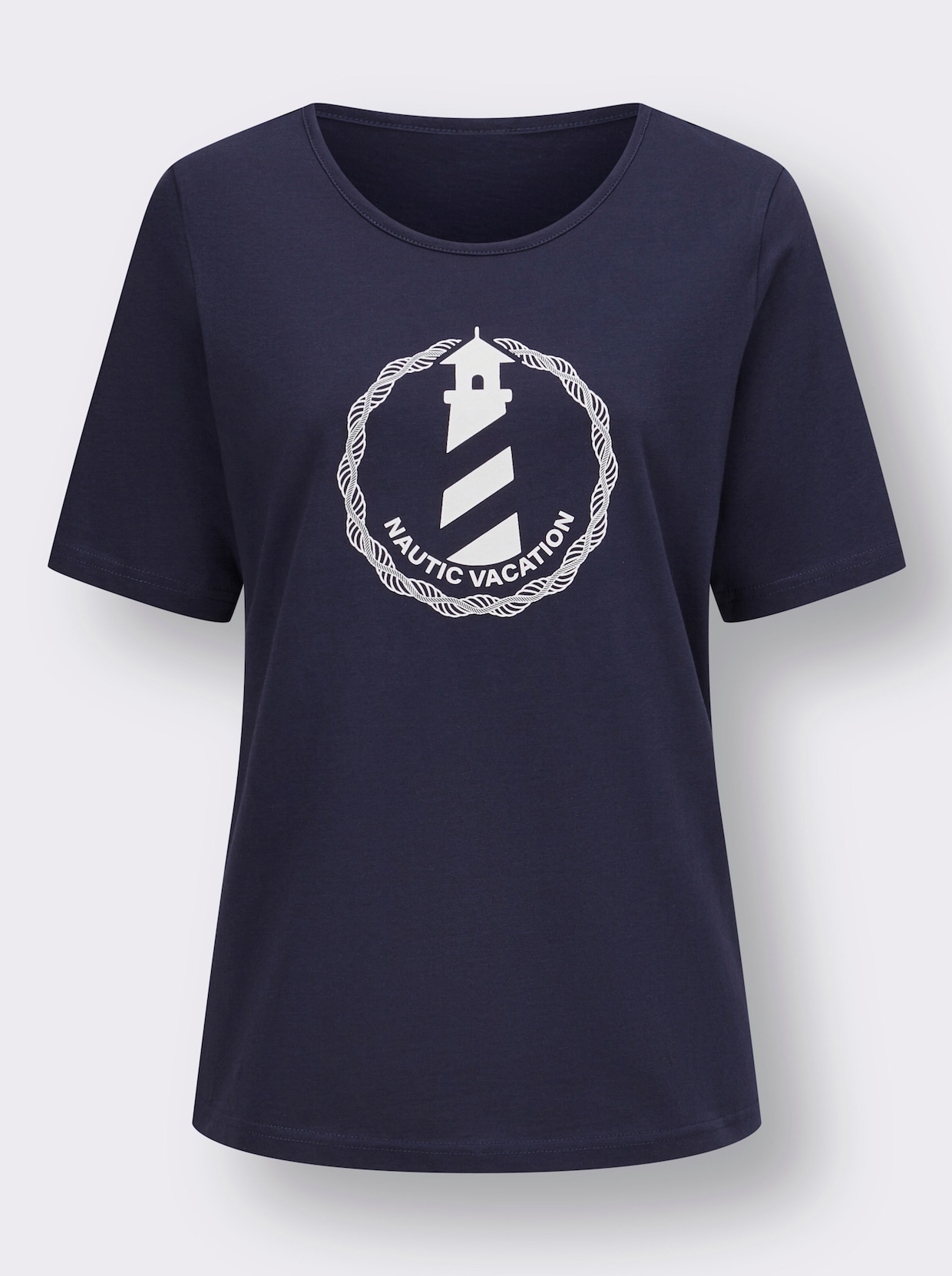 Kurzarmshirt - marine-weiß