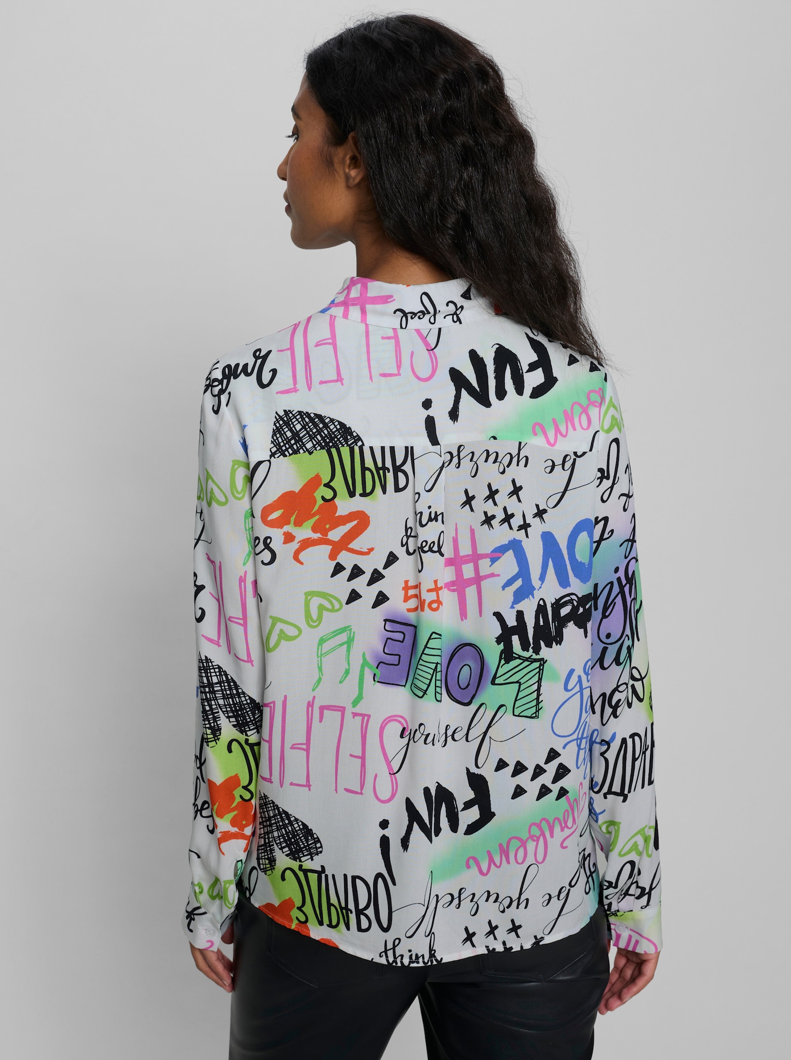 heine Hemdbluse mit Alloverprint - hellrosé-grau-bedruckt
