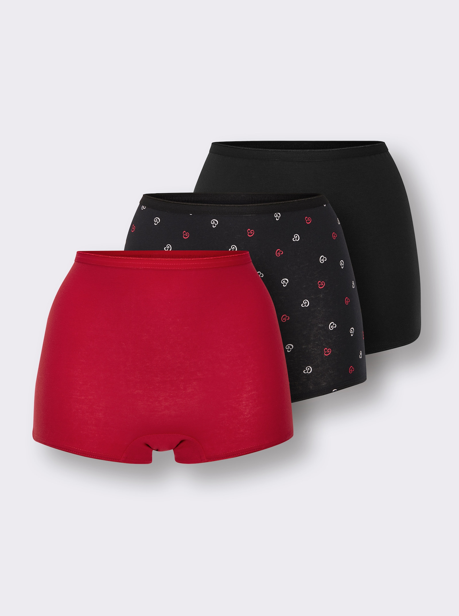 Panty - schwarz + rot + schwarz-bedruckt