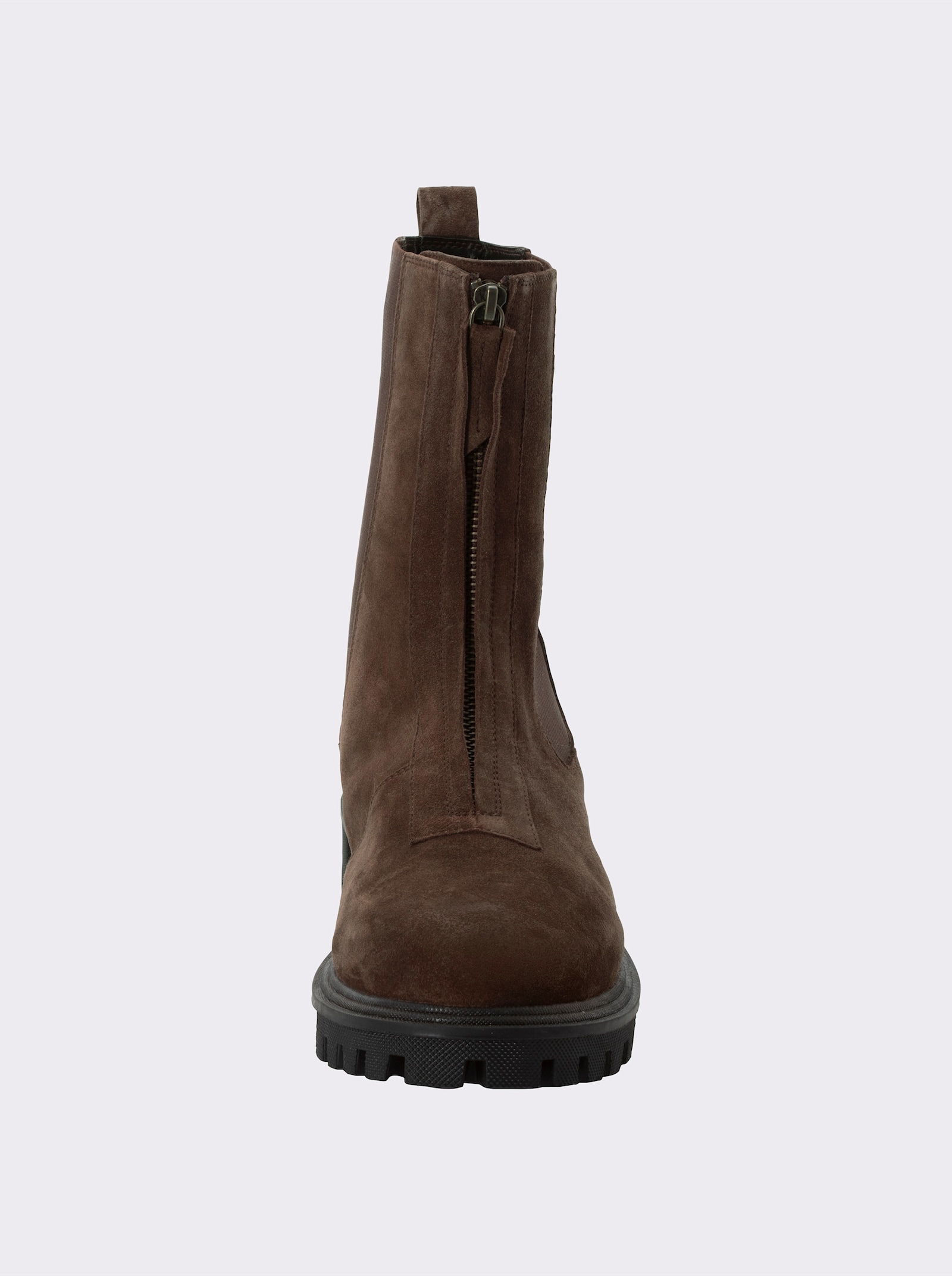 sheego Stiefelette aus Veloursleder - schoko