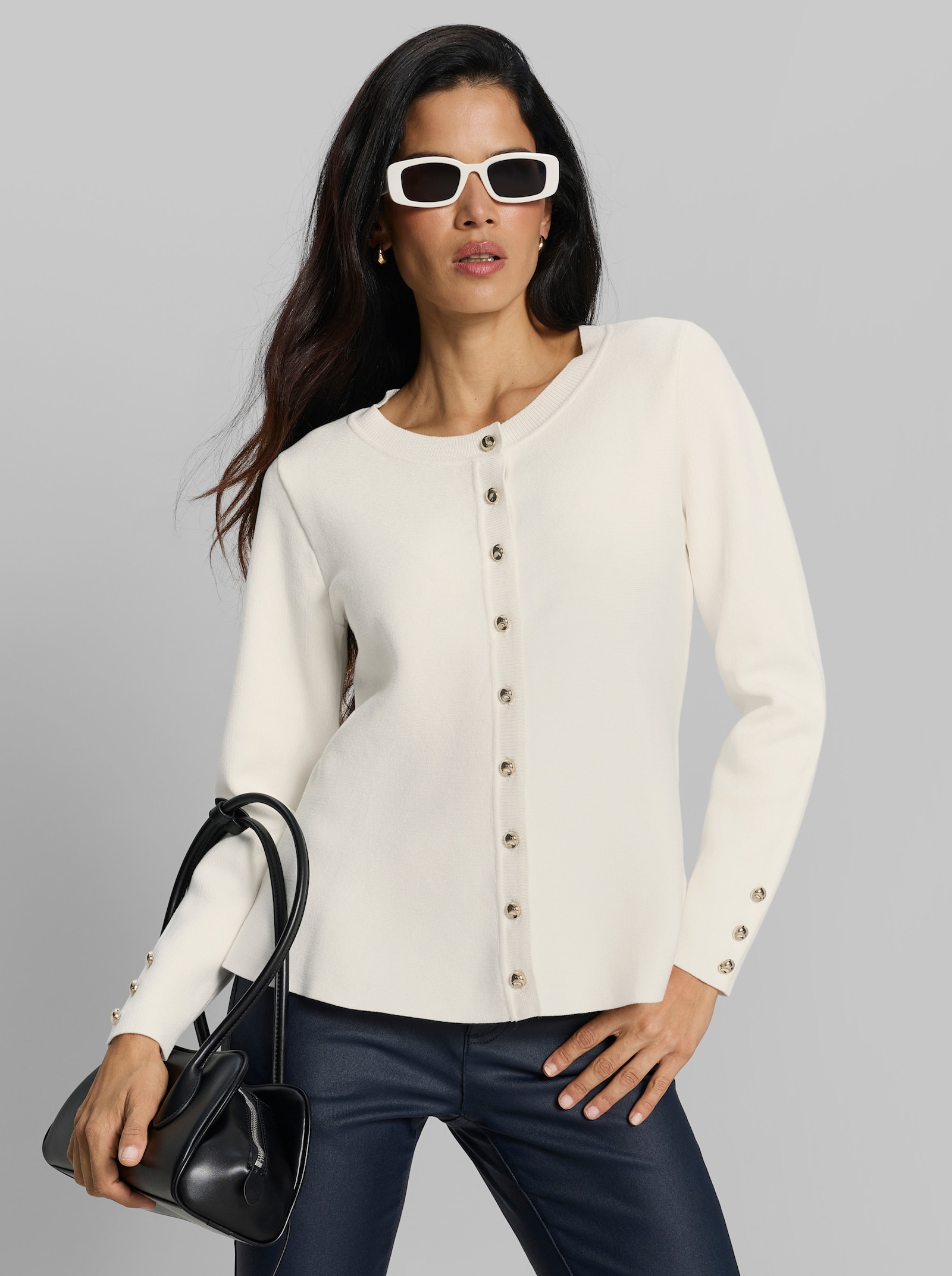 heine Strickjacke mit Schößchem - ecru