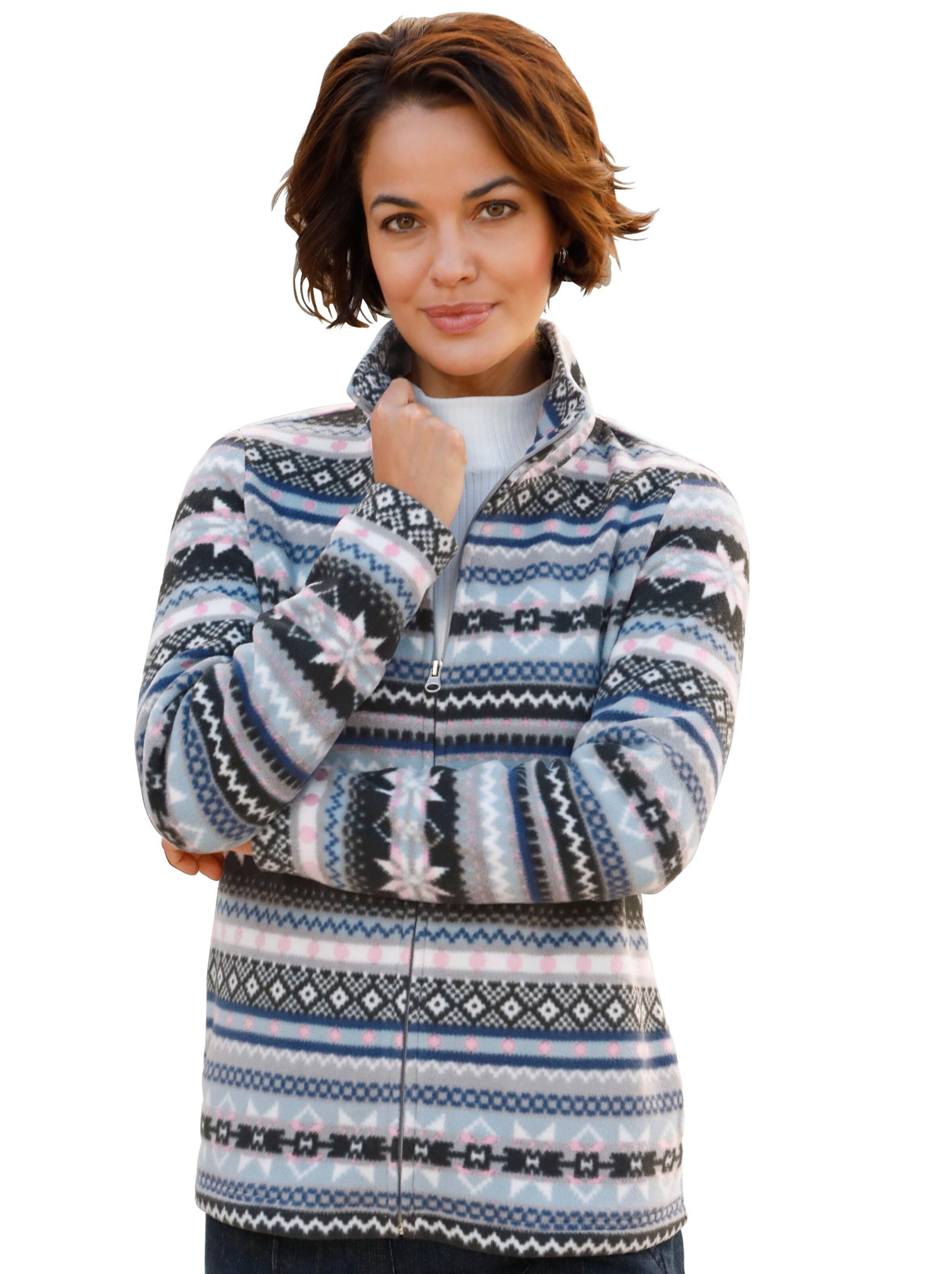 Fleece-Jacke - bleu-gemustert