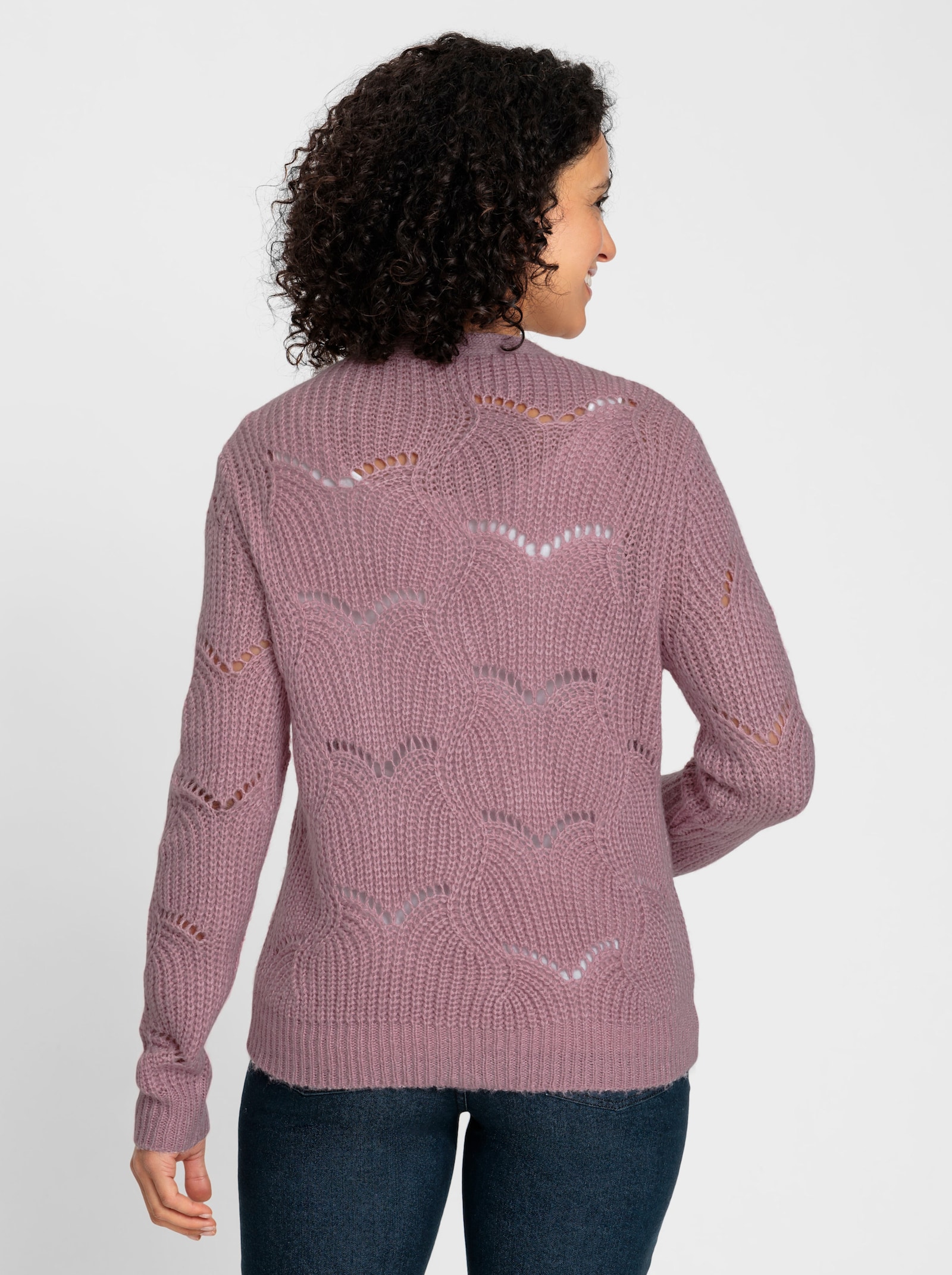 Strickjacke in flauschiger Qualität - mauve