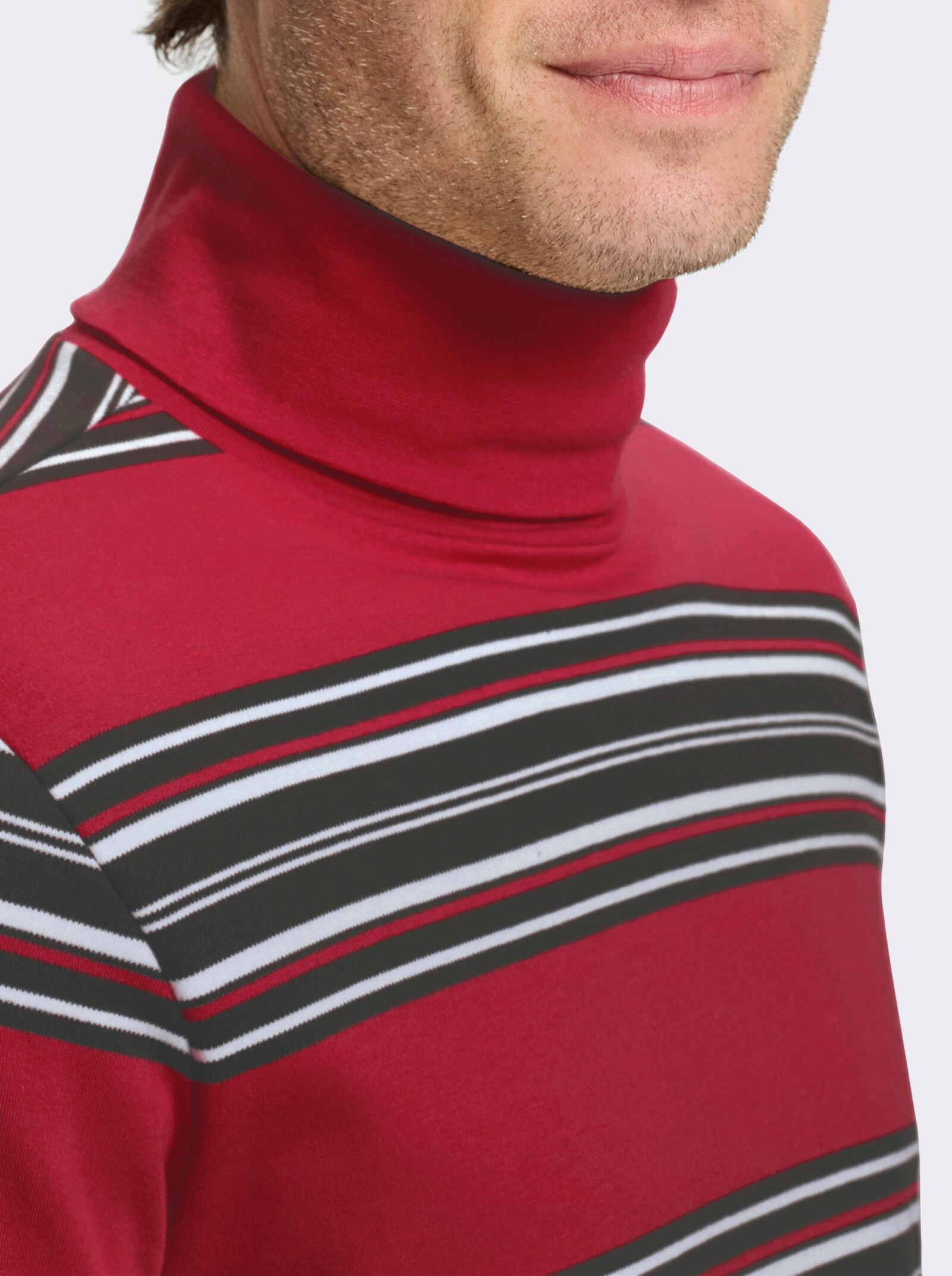 Catamaran Rollkragenshirt - kirsche-gestreift