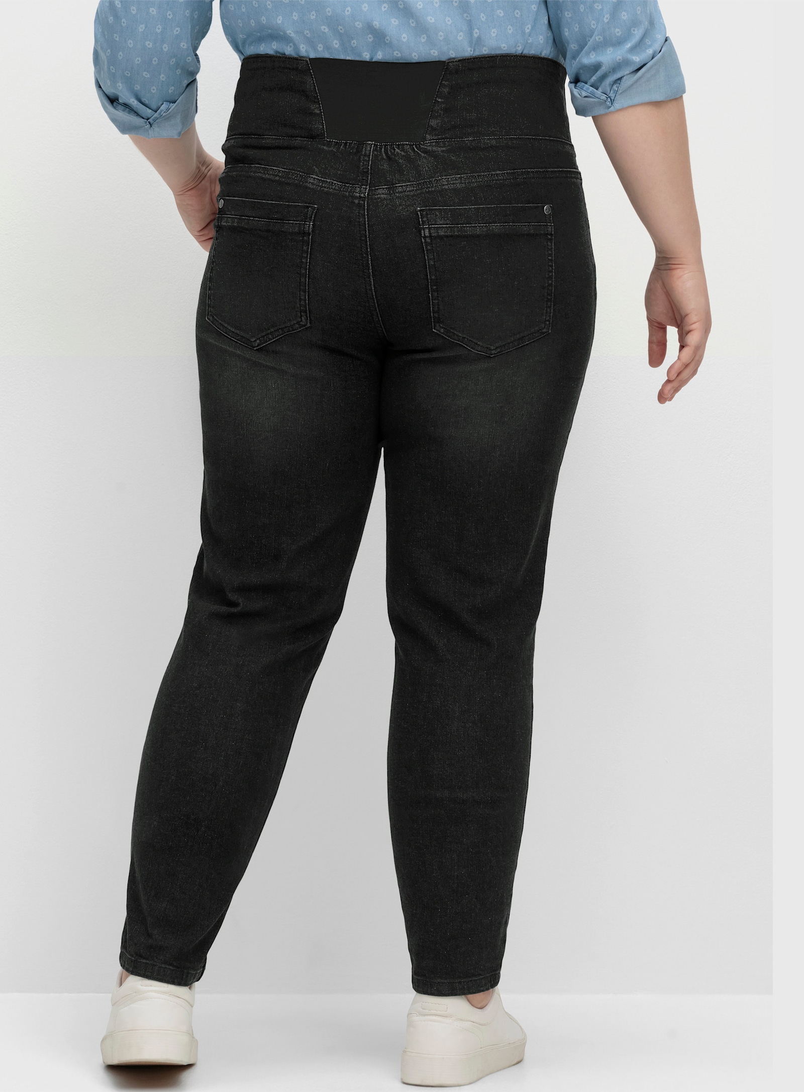 sheego High waist jeans in smal model - black denim