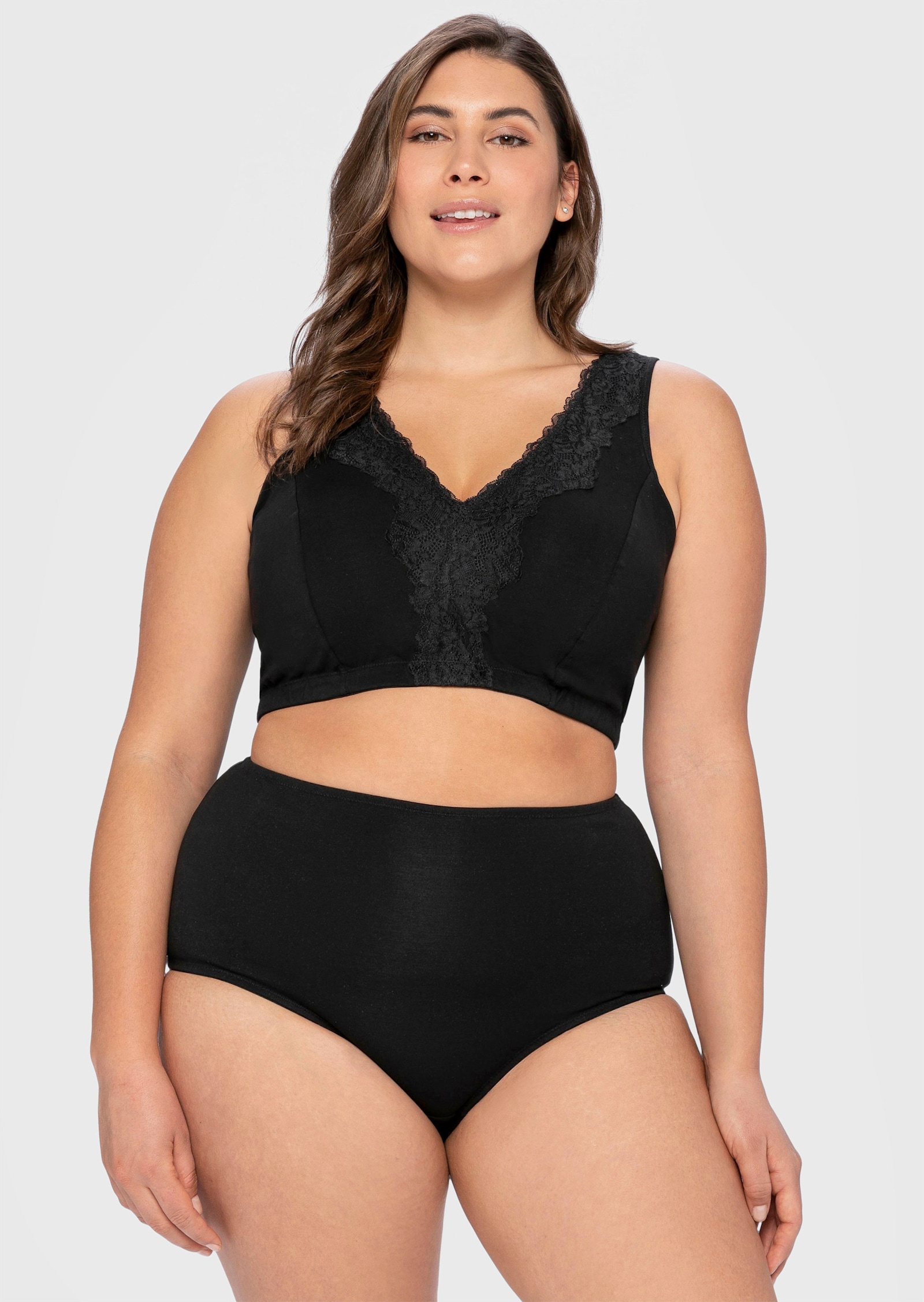 sheego Bügelloser BH in Bustier-Form, mit Spitzenborte - schwarz