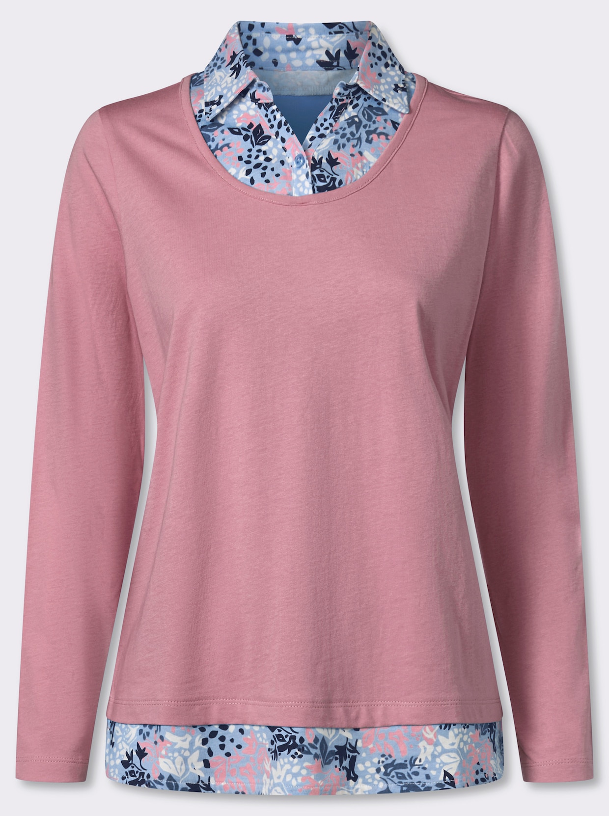 2-i-1-topp med infällningar i blommönster - gammalrosa