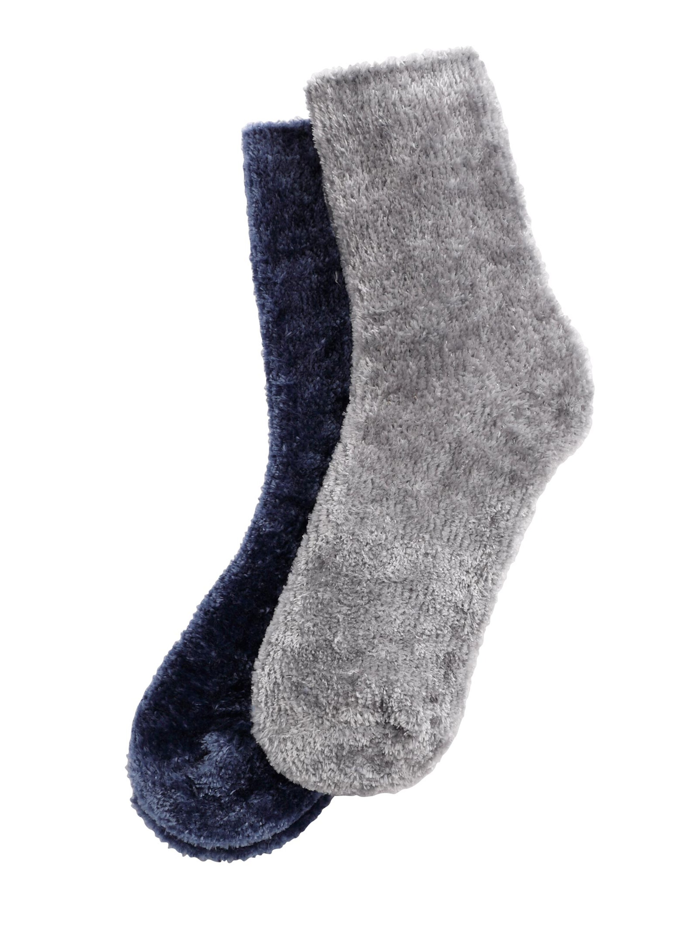 Kuschelsocken - blau + grau
