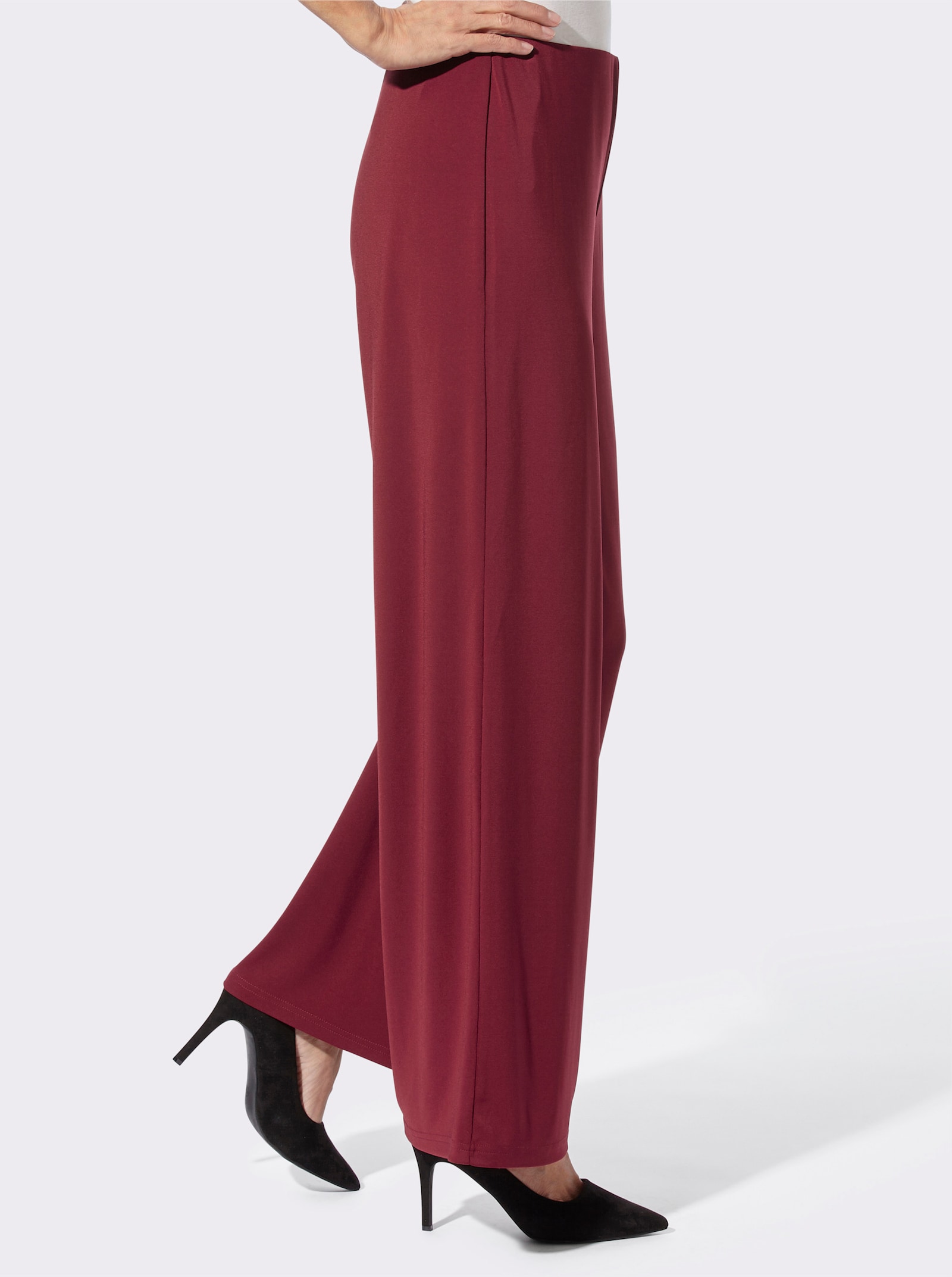 Palazzohose mit Elastik-Bund - dunkelrot