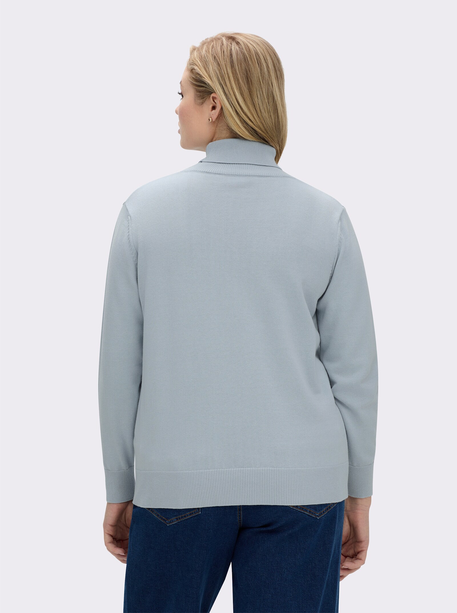 Rollkragenpullover aus reiner Baumwolle - bleu
