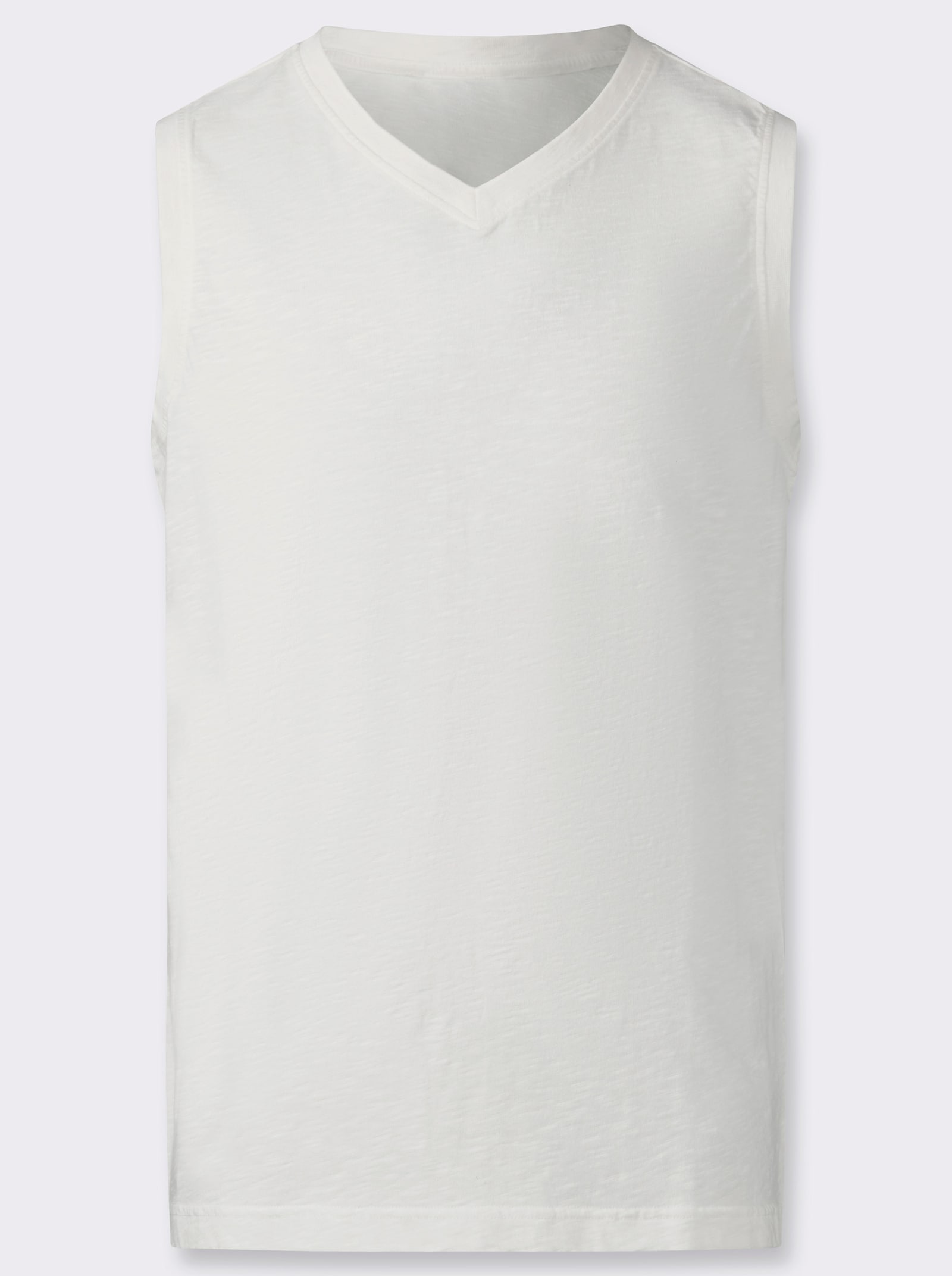 V-Shirt ärmellos, aus Baumwolle - ecru