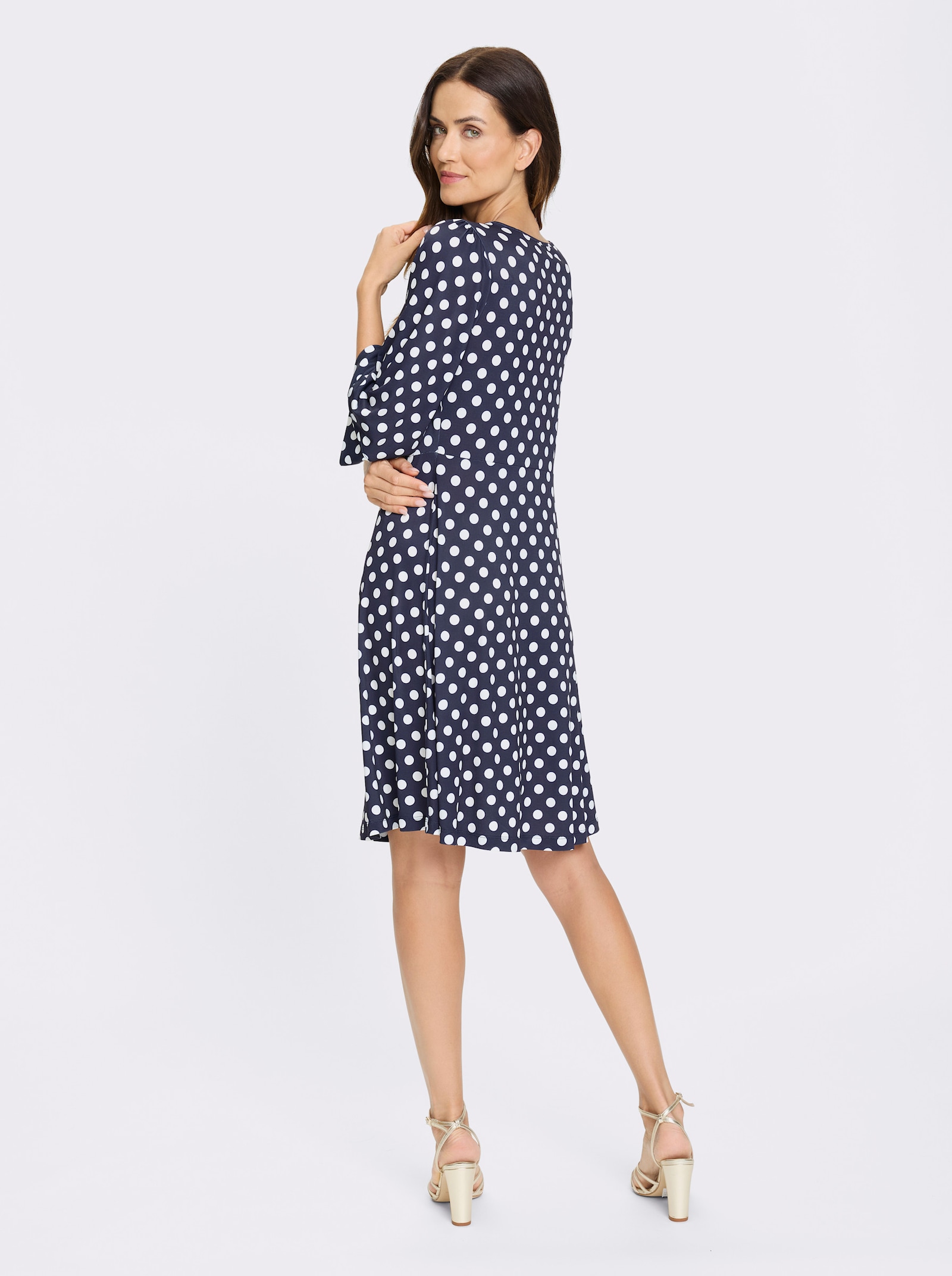 heine Druckkleid mit Tupfen-Dessin - marine-ecru-getupft