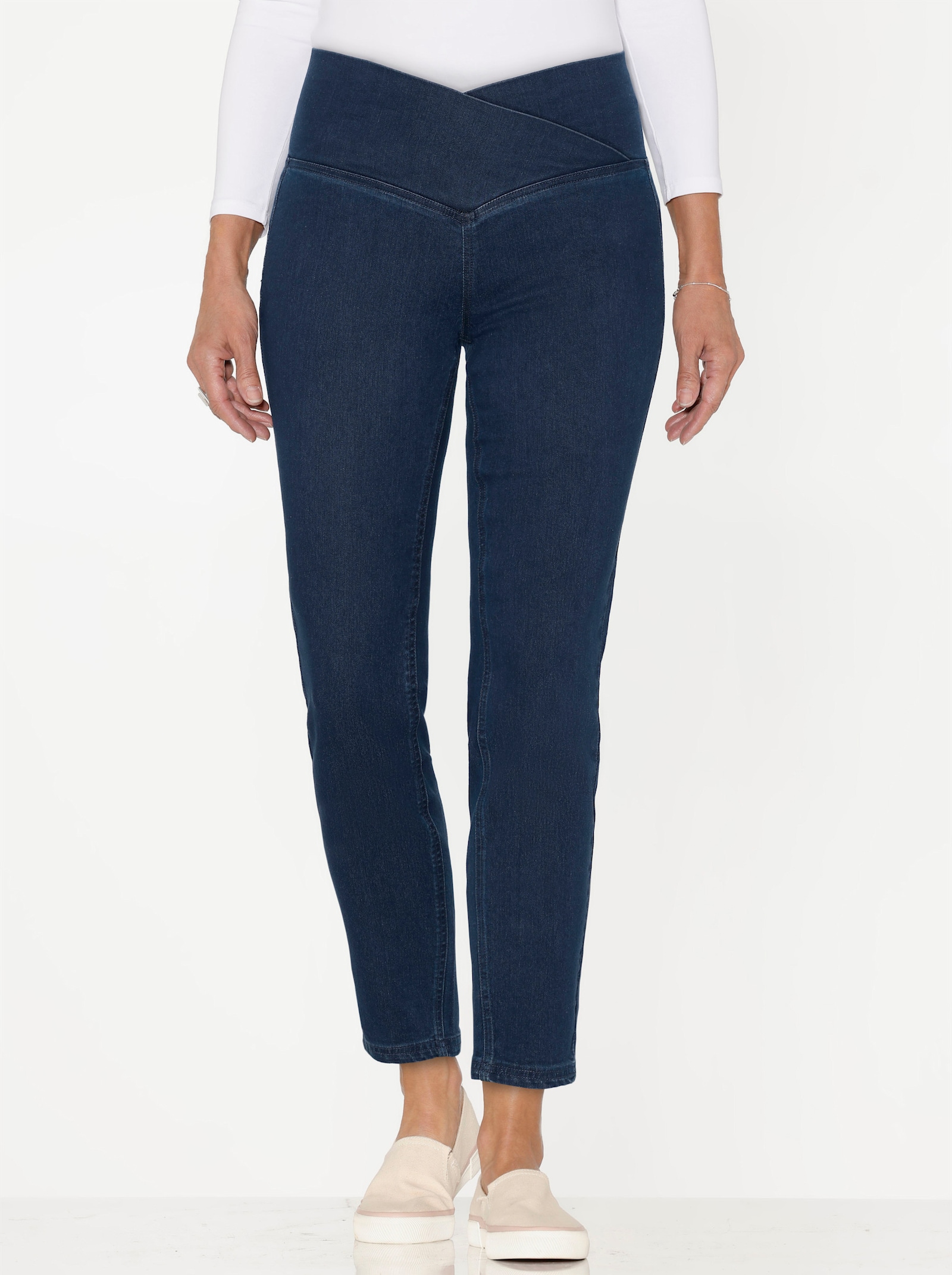 Jeansleggings mit überlappendem Bund - blue-stone-washed