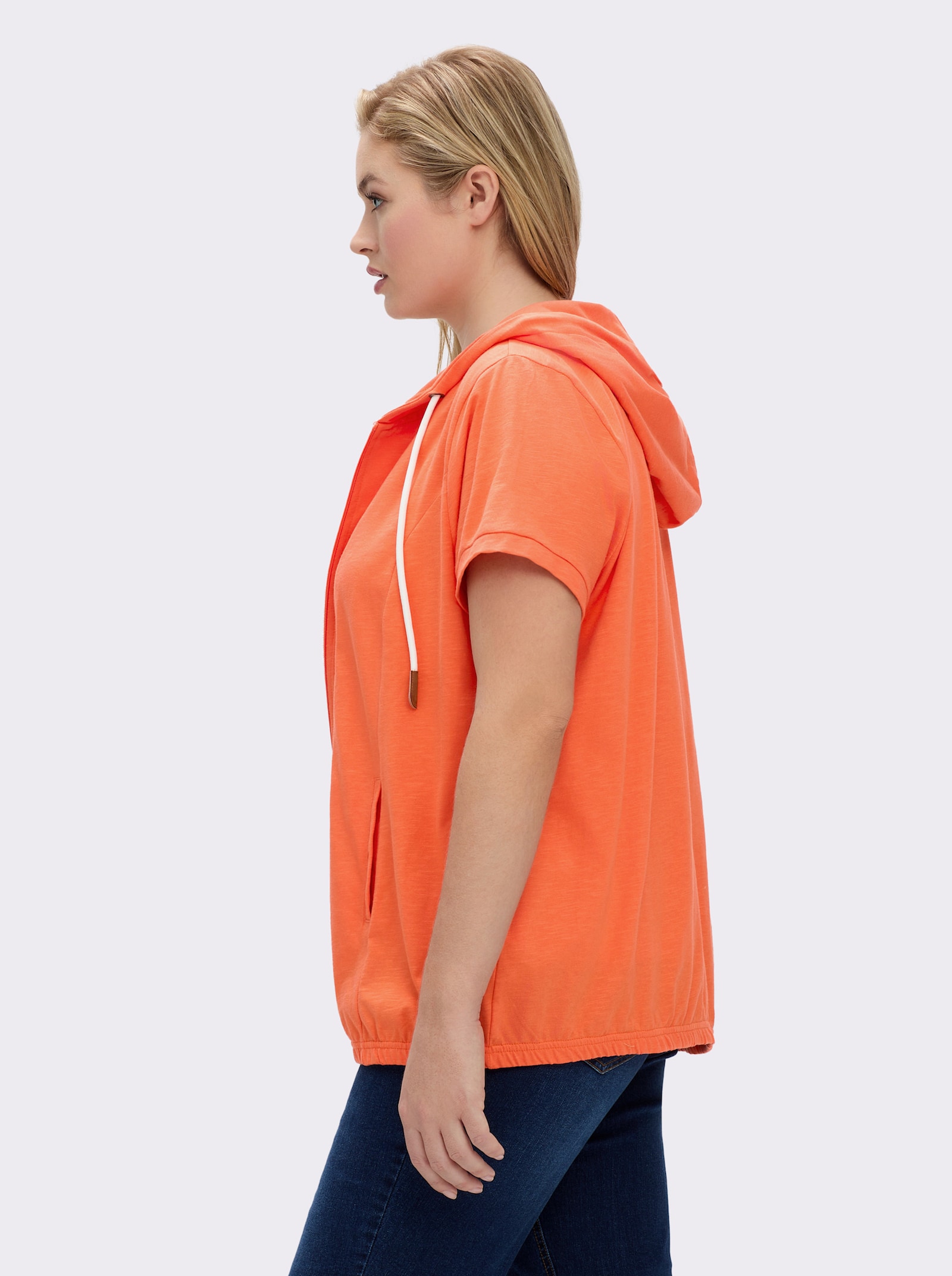 Sweatjacke mit Nahttaschen - orange