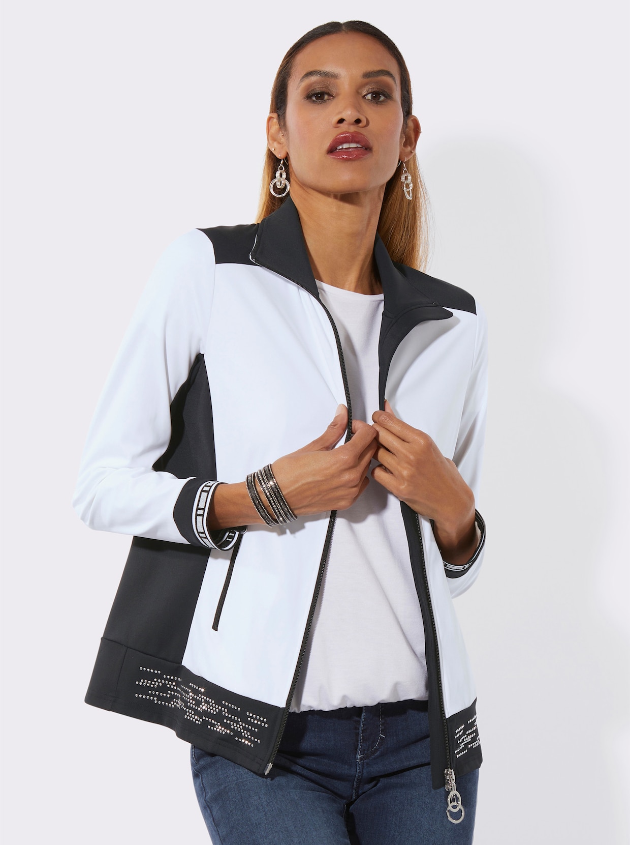 Shirtjacke - weiss-schwarz