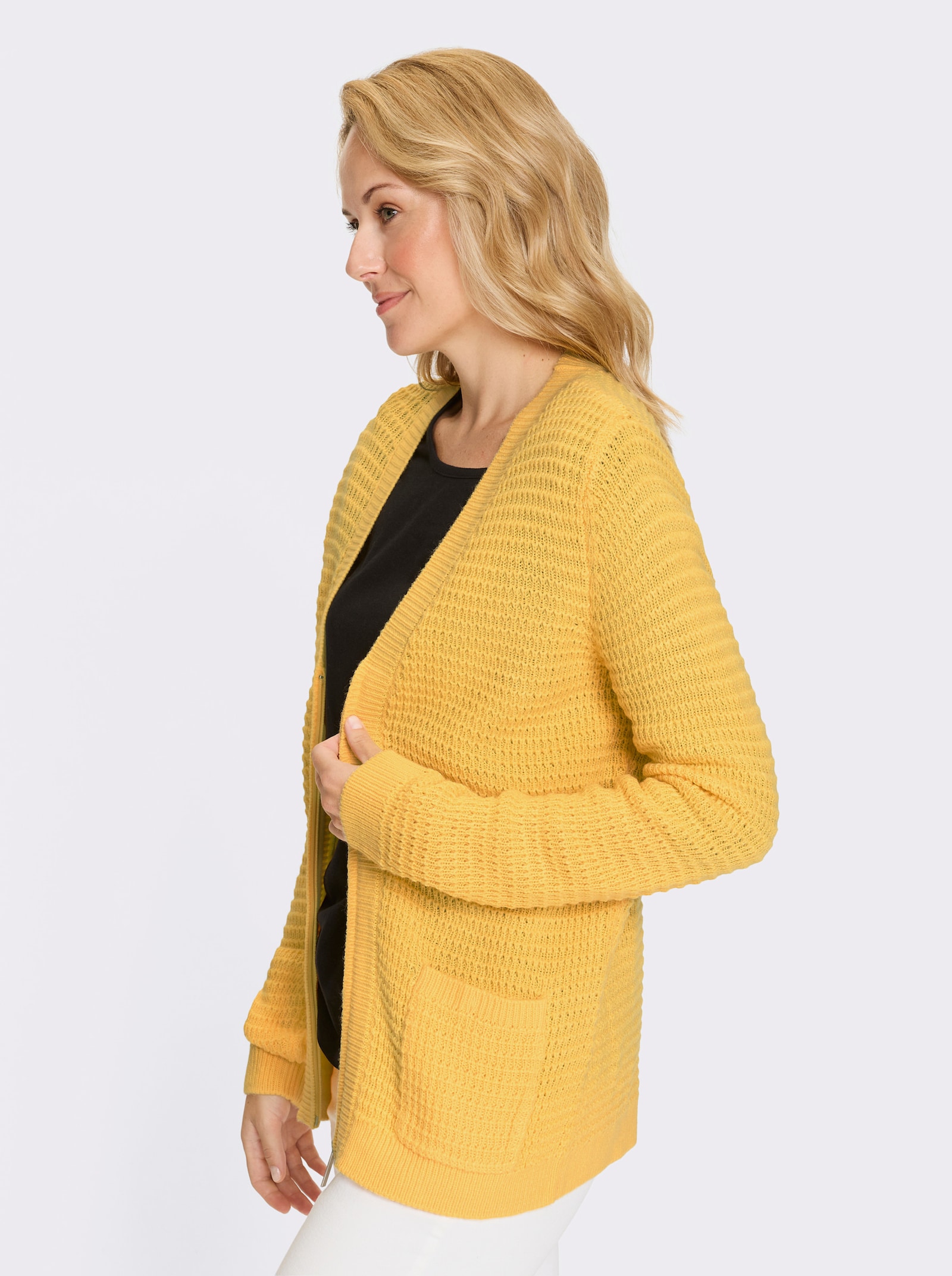 Svetr se zapínáním na zip - žlutá