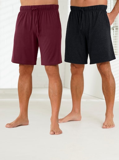 wäschepur men Hose kurz - bordeaux + schwarz