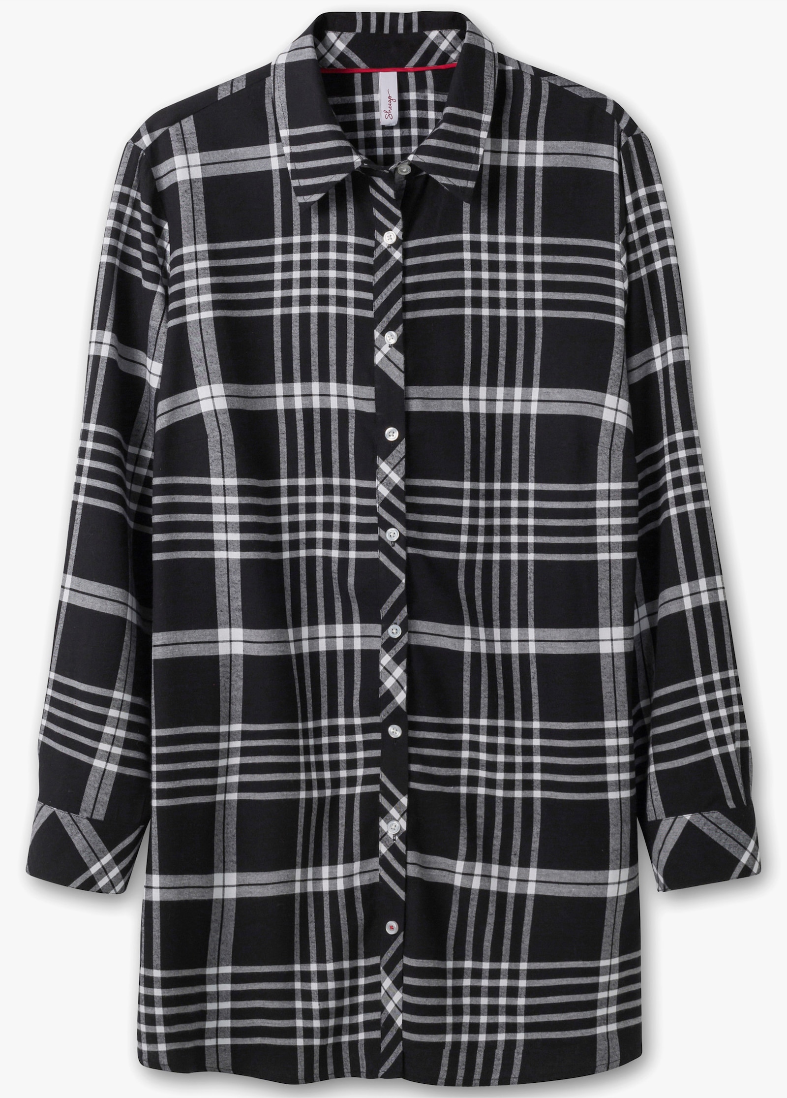 sheego Lange blouse met ruitpatroon - zwart geruit