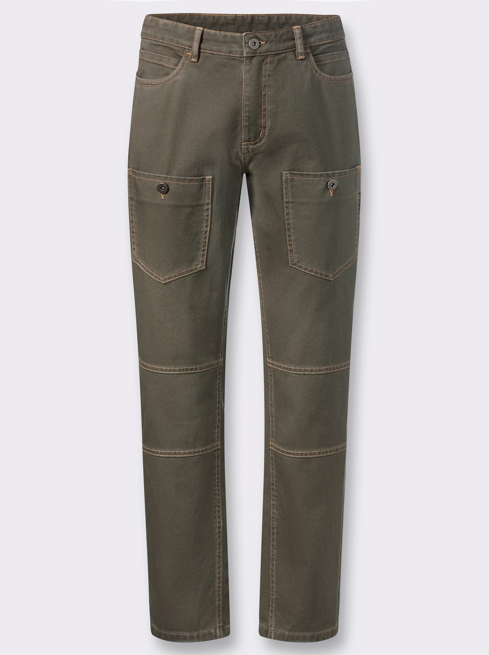 Marco Donati Hose mit Kontrastnähten, Twill - khaki