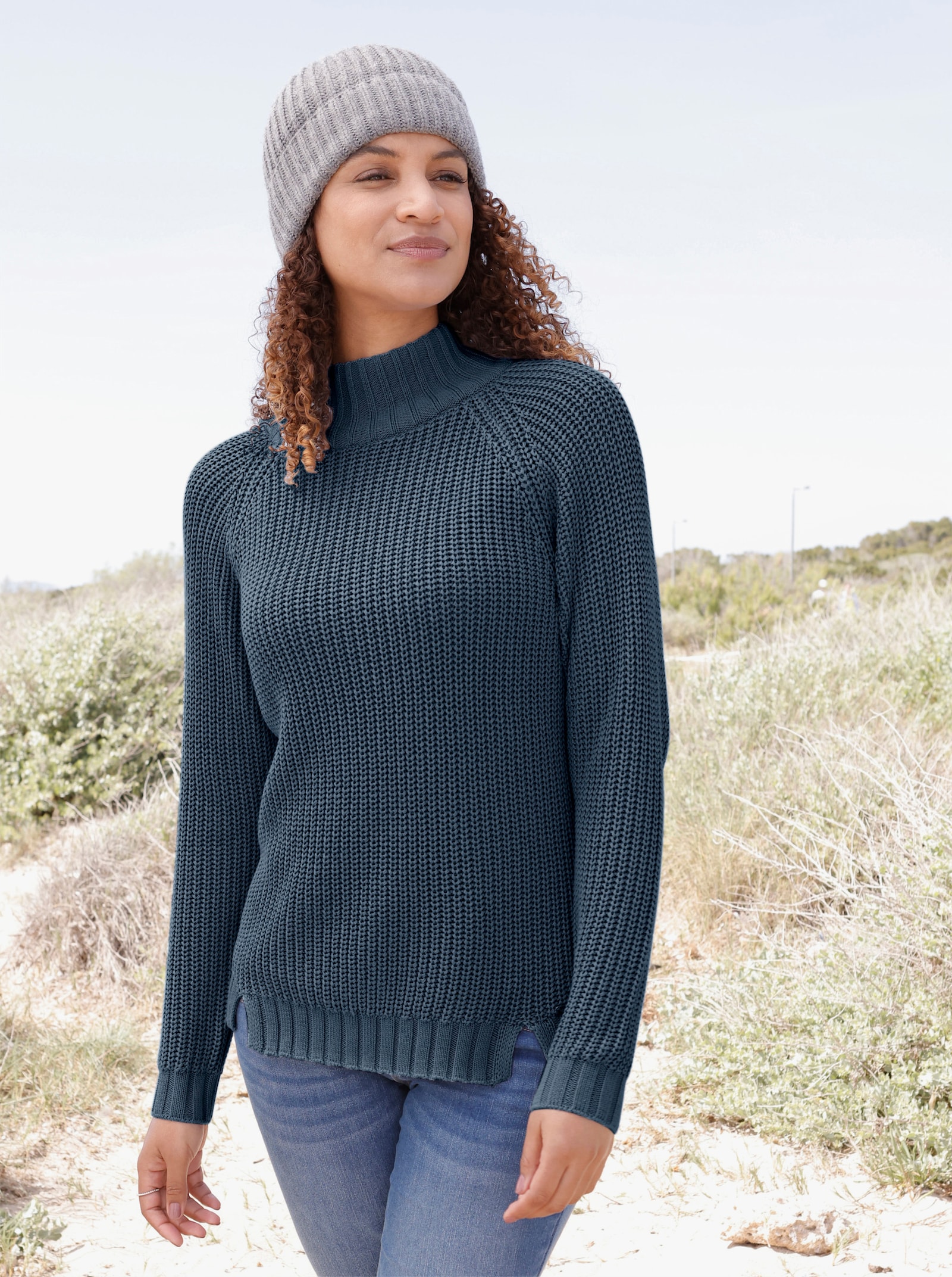  Stehkragenpullover mit Raglan-Ärmel - bleu