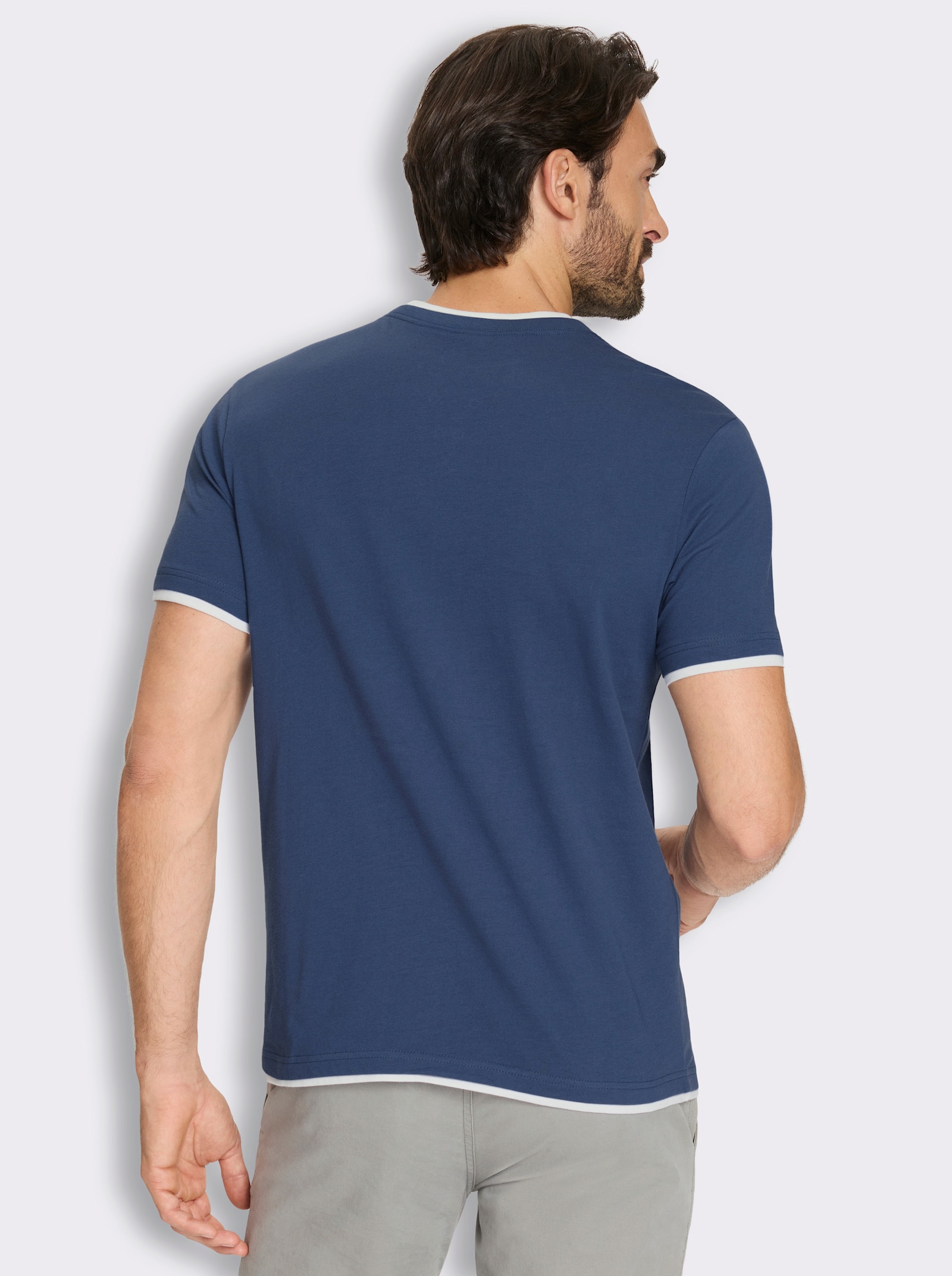 Kurzarmshirt im Doppelpack - jeansblau + aquapetrol
