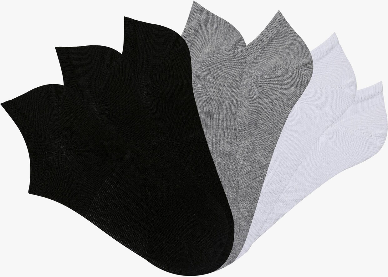 LASCANA ACTIVE Socquettes - 3x noir, 2x blanc, 2x gris clair chiné