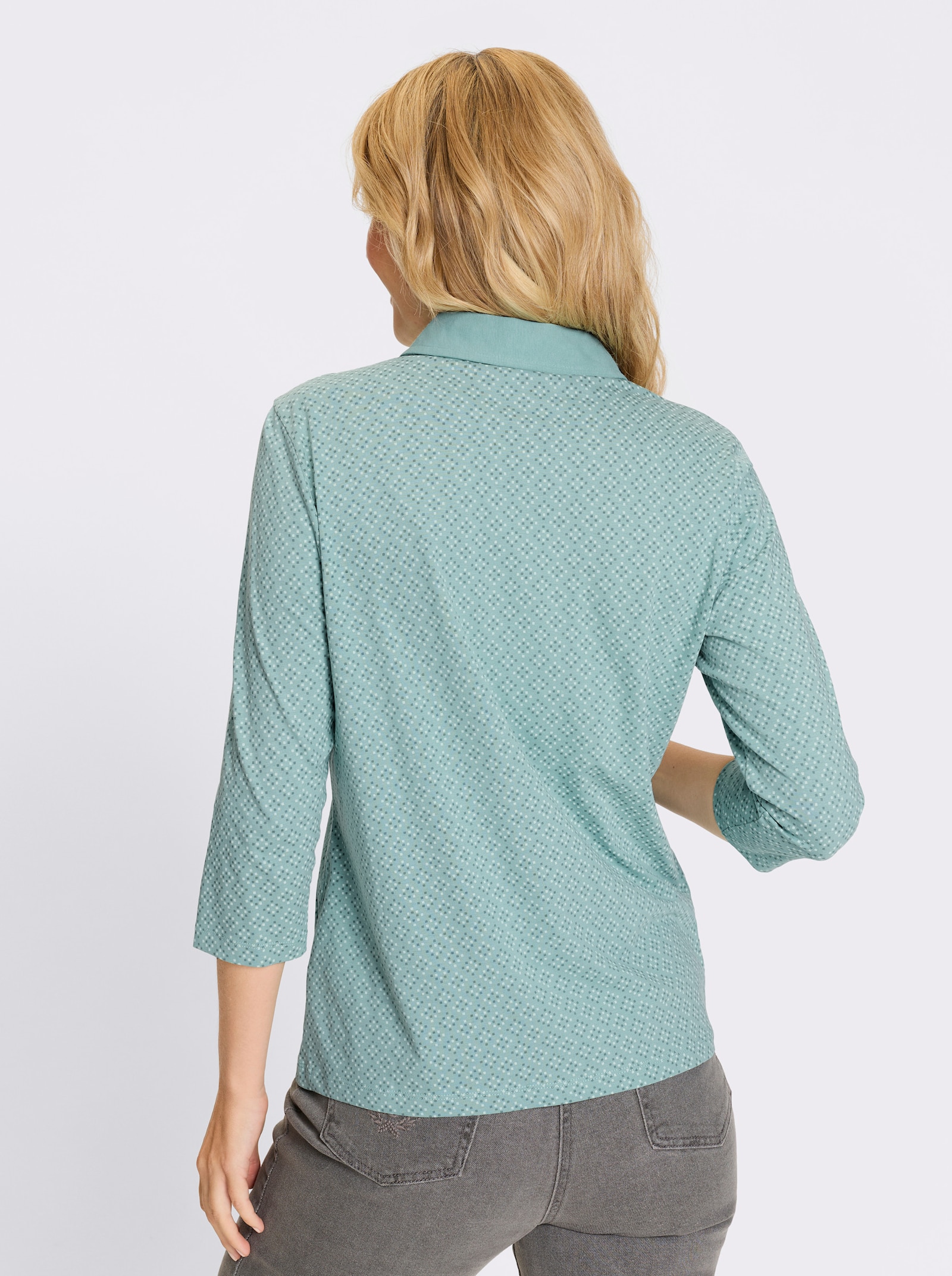 Poloshirt - salie/zacht mint bedrukt