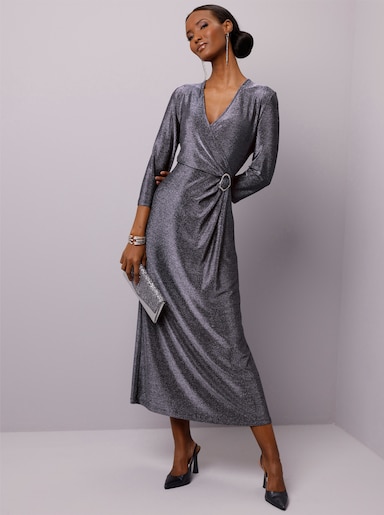 A-Linien-Kleid mit Deko-Spange - silberfarben-marine