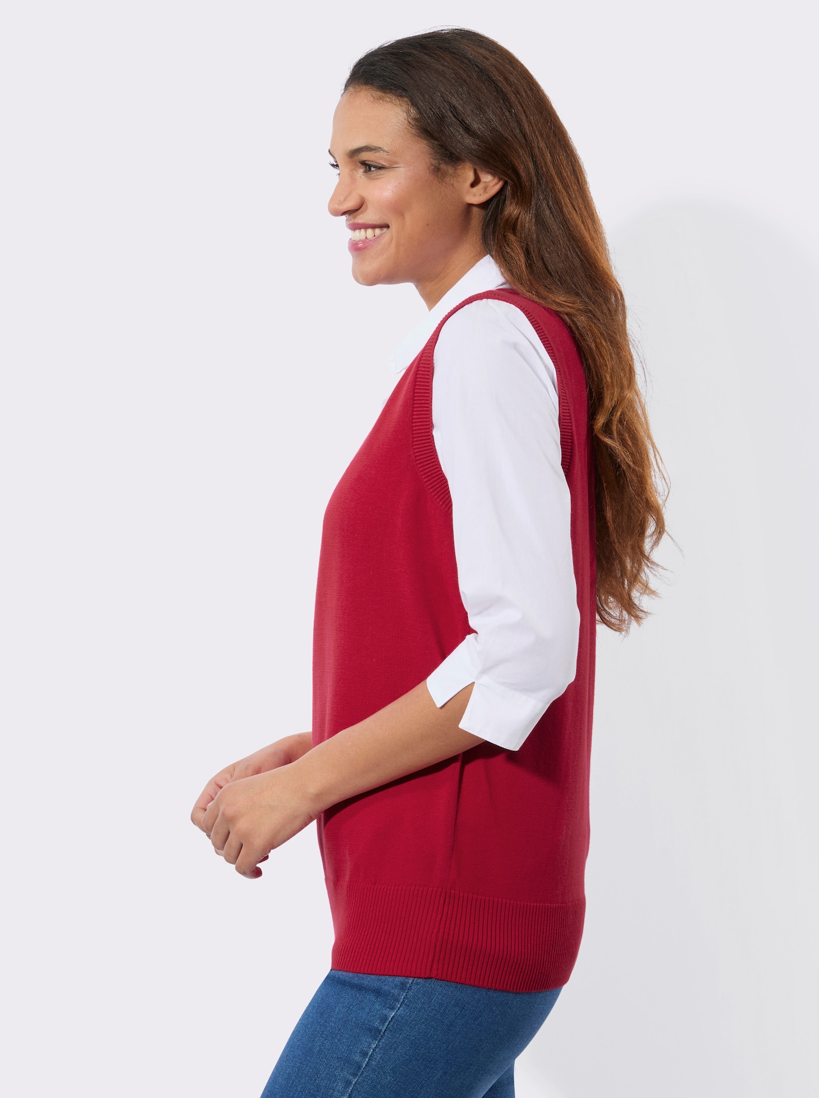 Pullunder mit gerippten Abschlüssen - rot